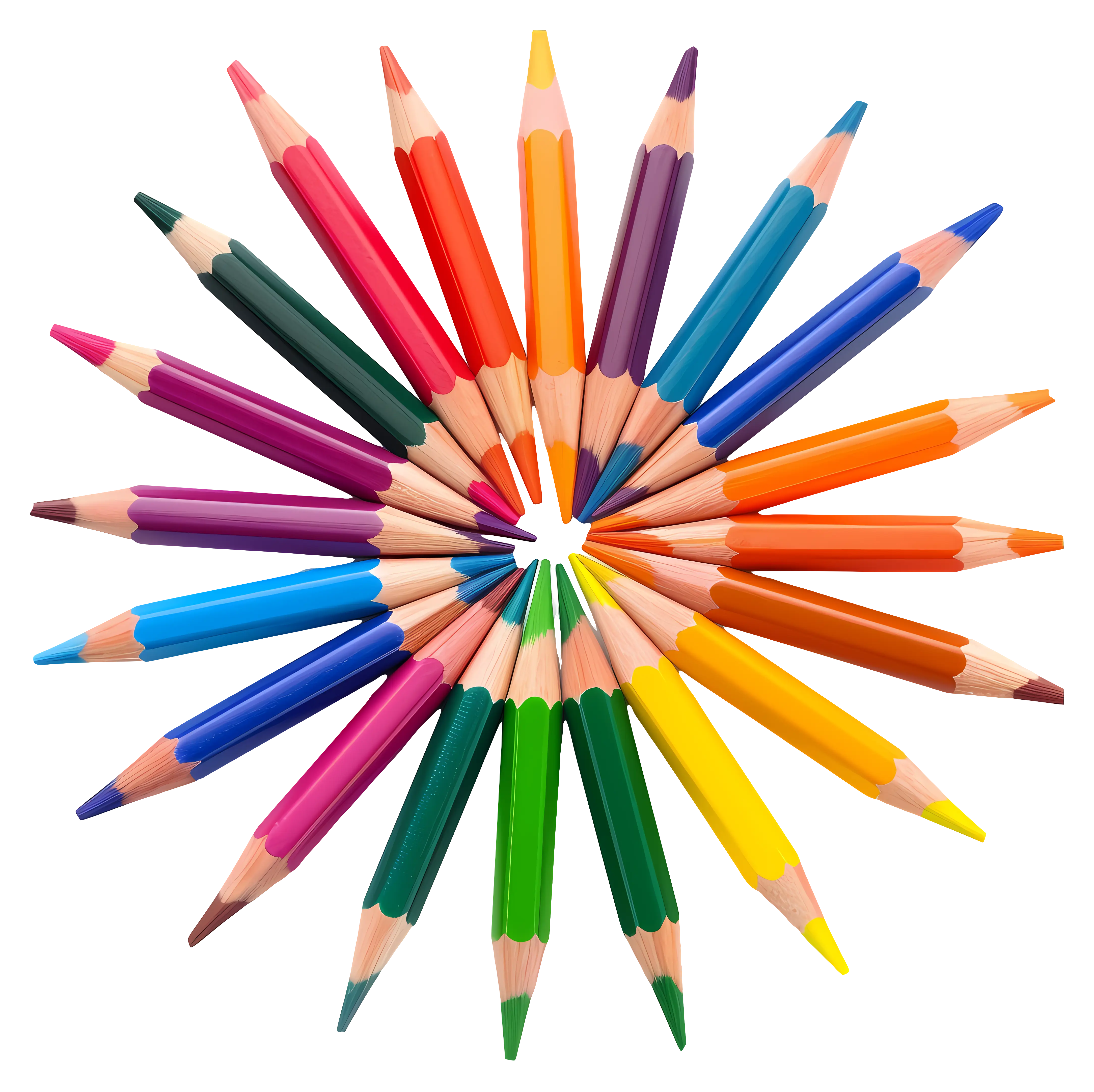 Colorful Pencils Arranged in a Circle