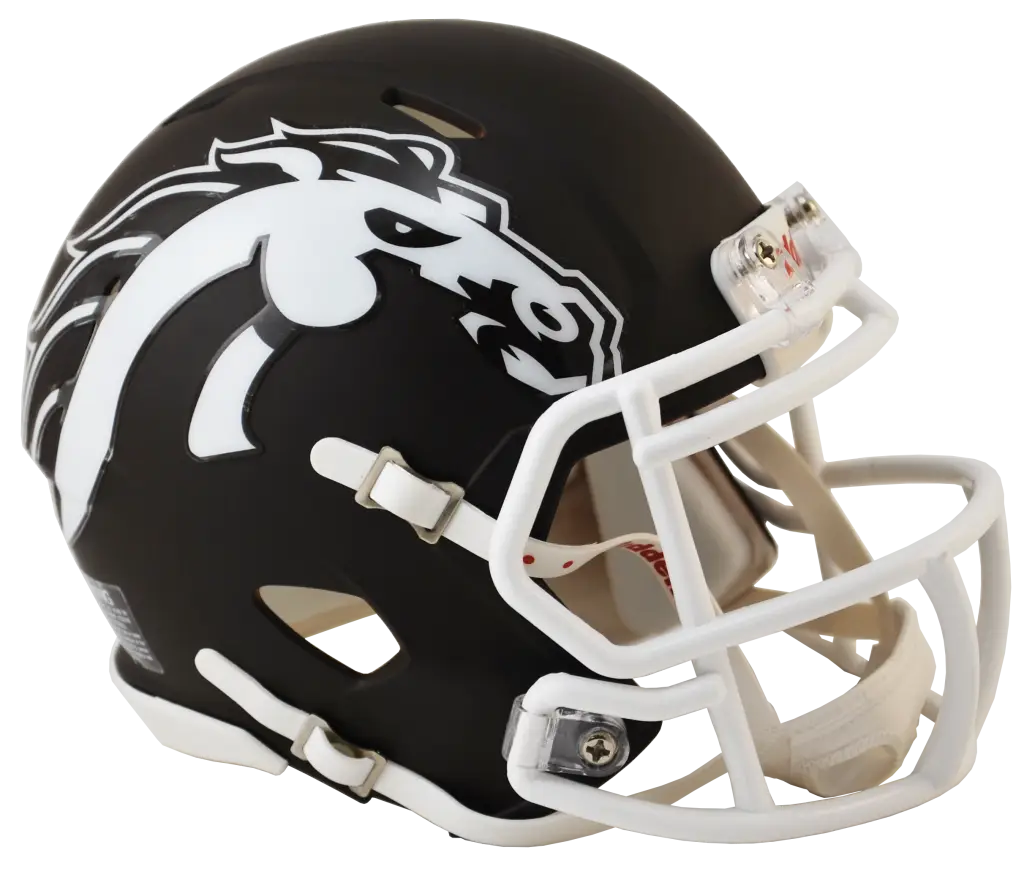 Football Helmet with Horse Logo in Black and White