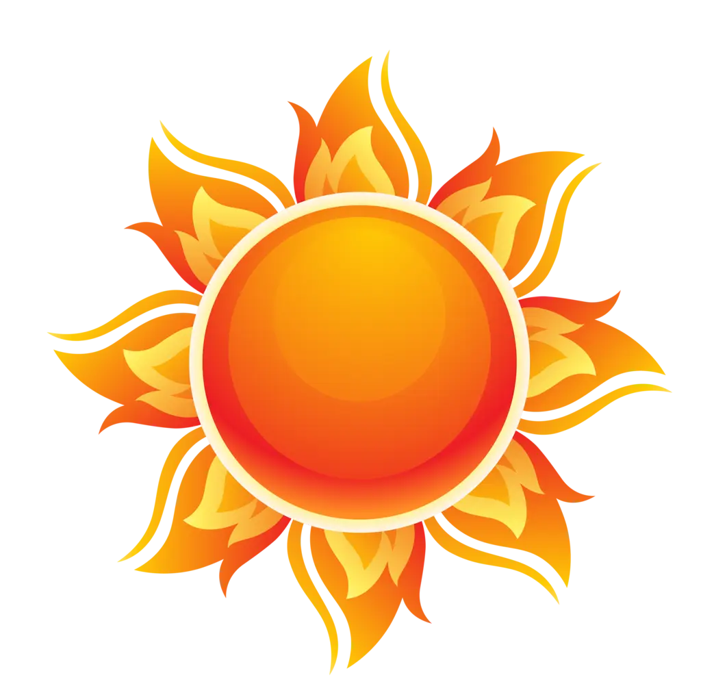 Bright Radiant Orange Sun Symbol