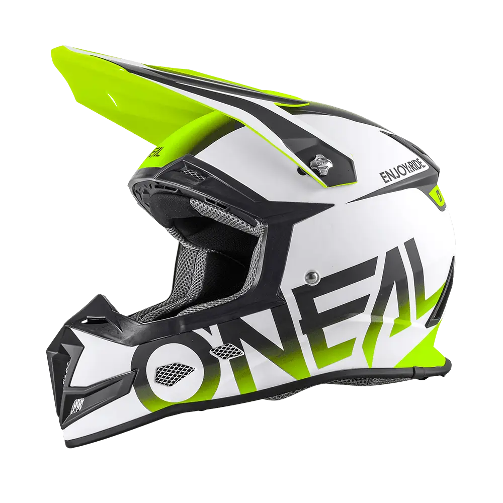 Green and White Off-Road Protective Helmet