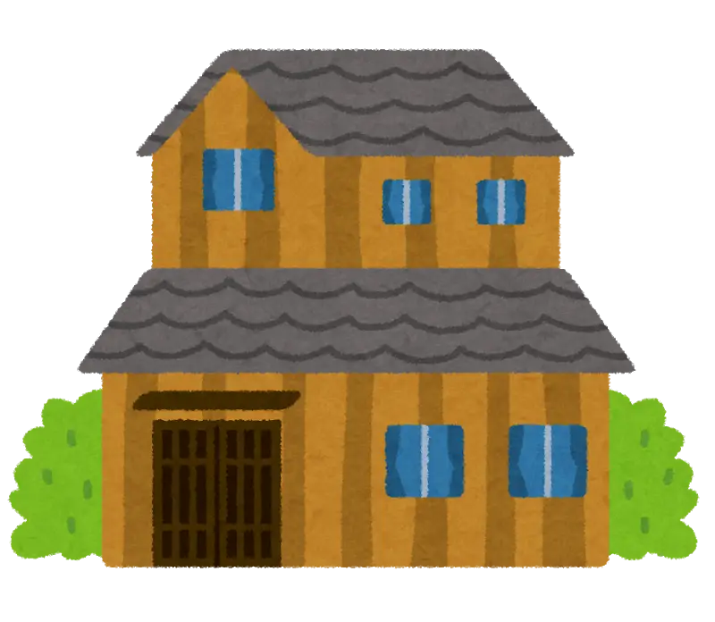 Wooden Two-Story House Illustration
