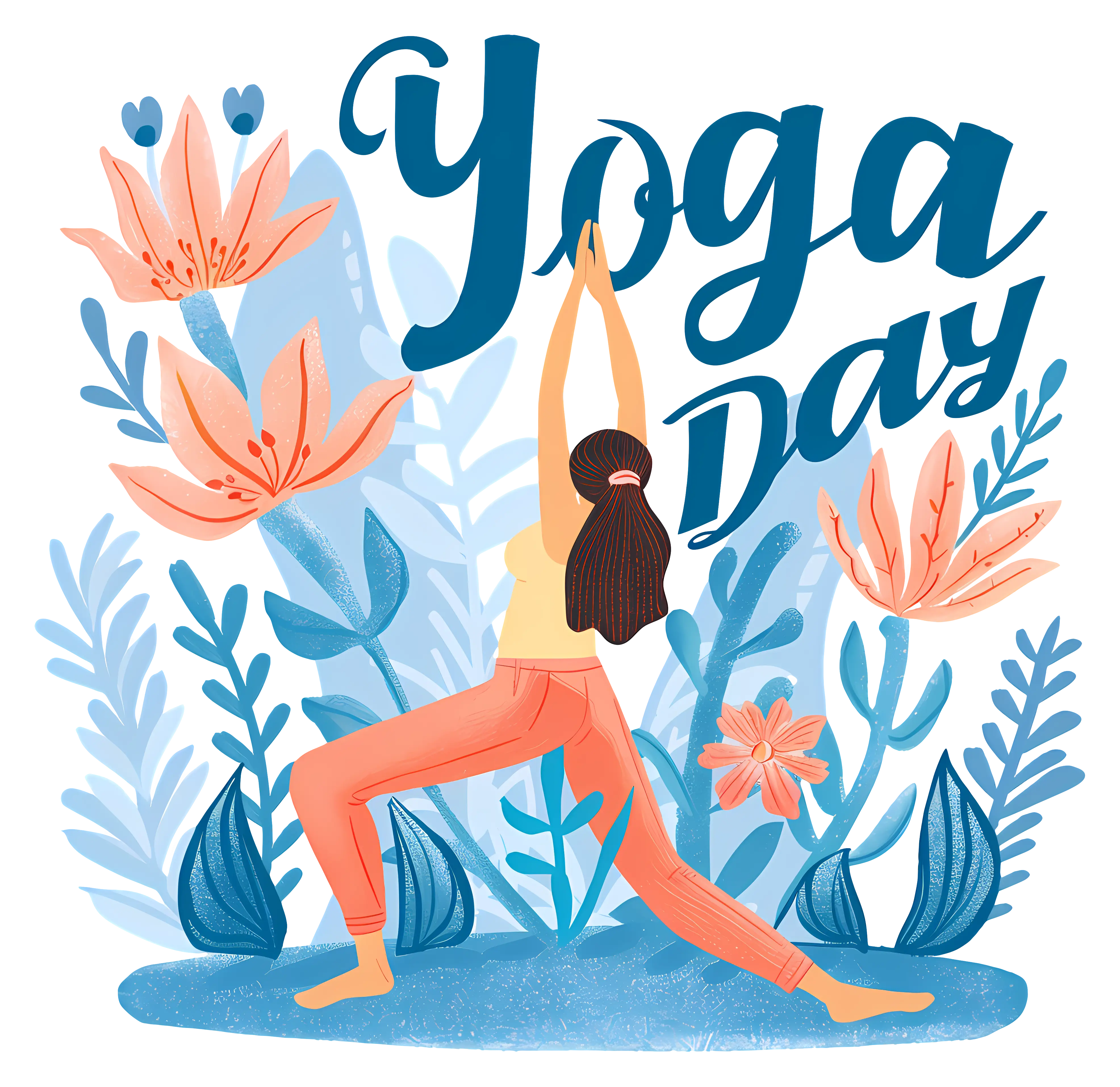Yoga Day Illustration with Meditation Pose