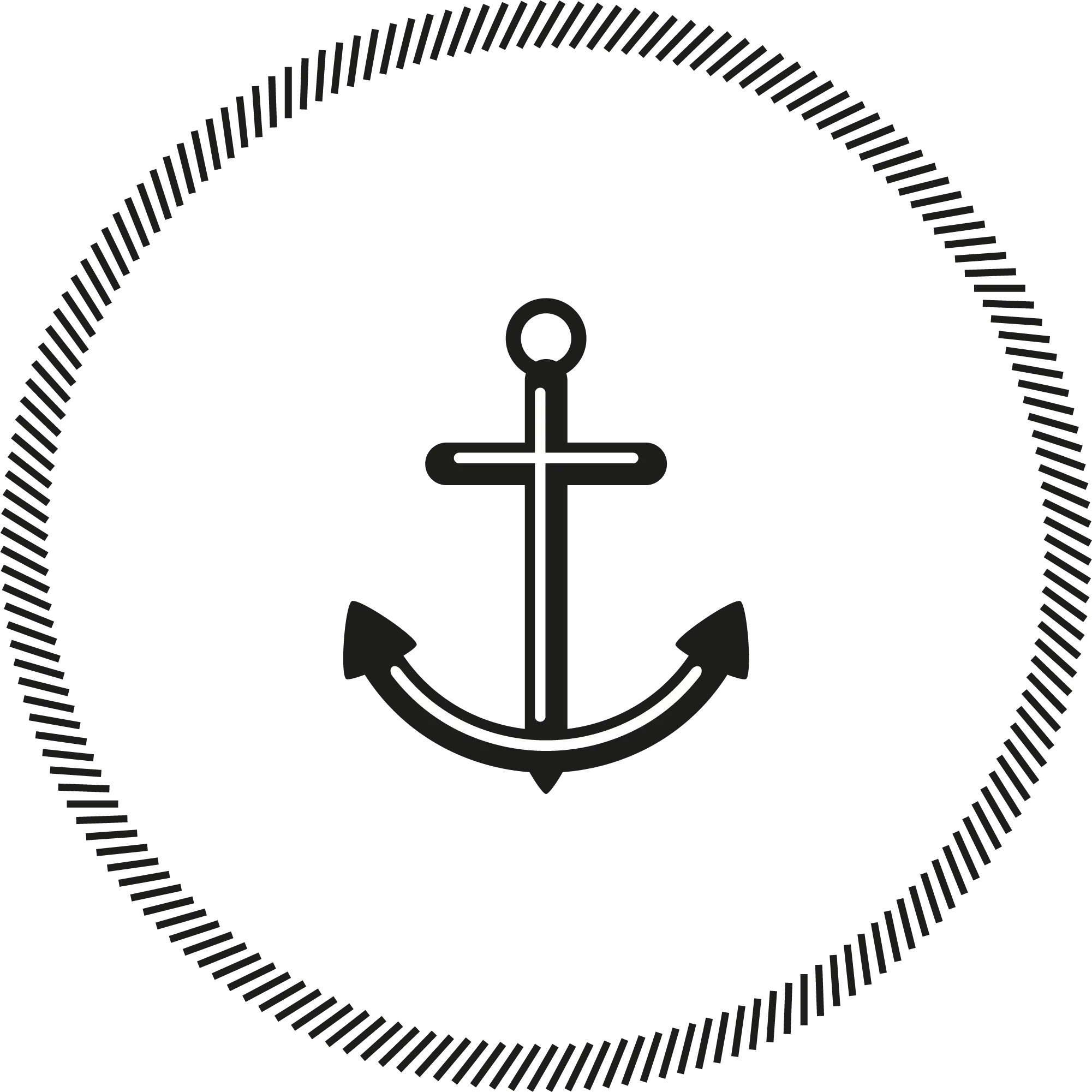 Black Anchor in Decorative Round Frame