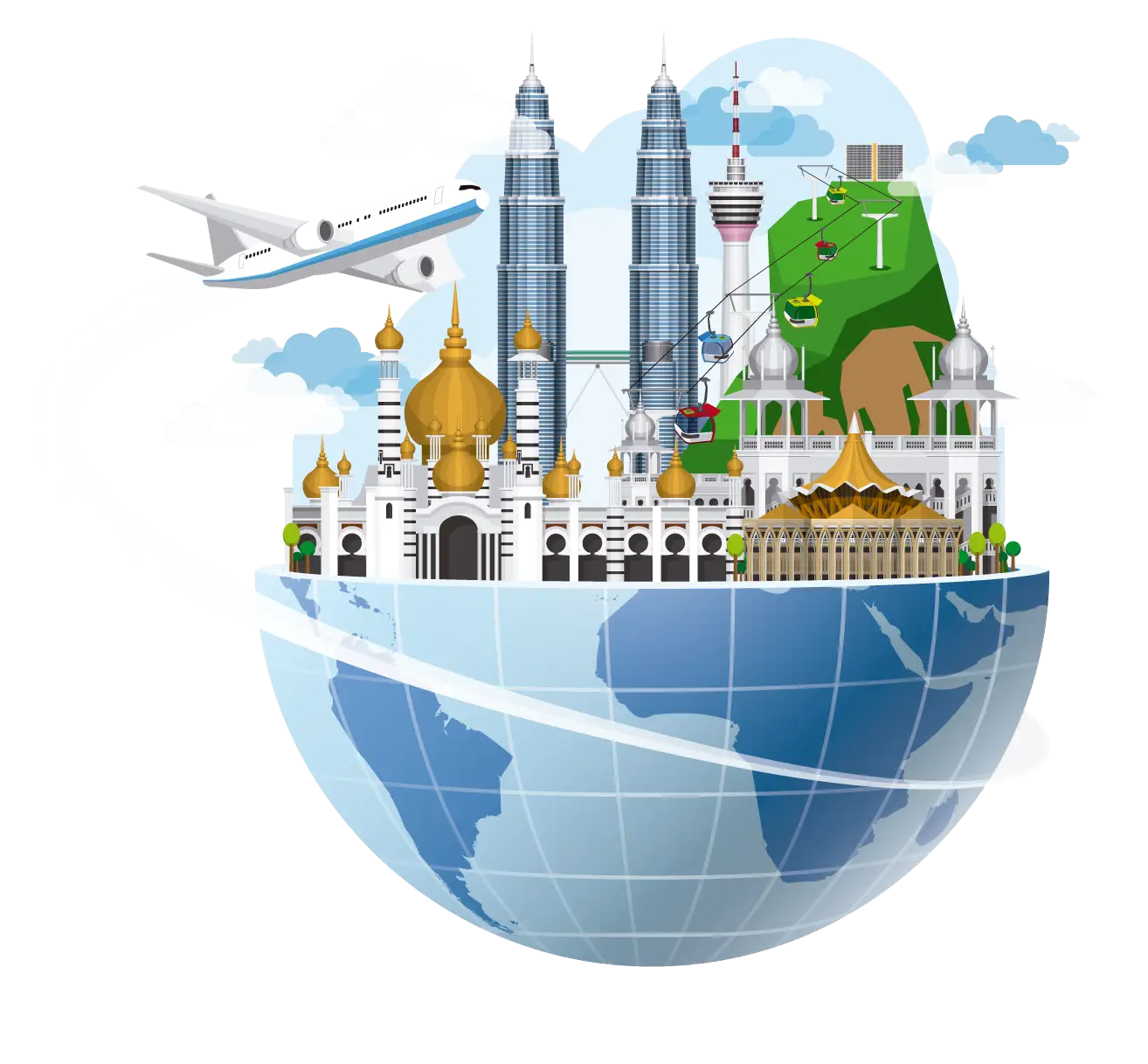 Global Cityscape with Famous Landmarks