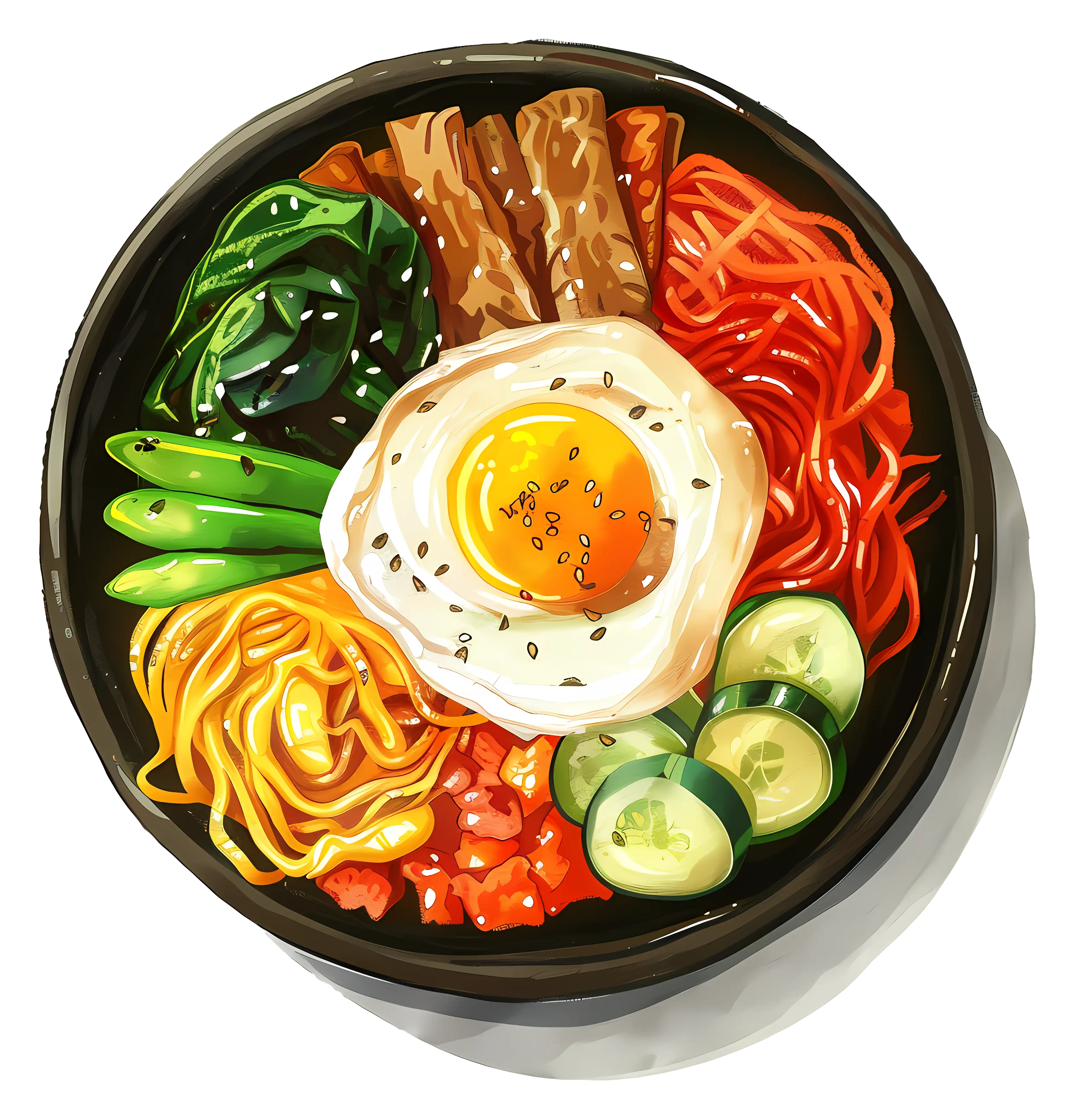 Colorful Korean Bibimbap with Egg and Vegetables