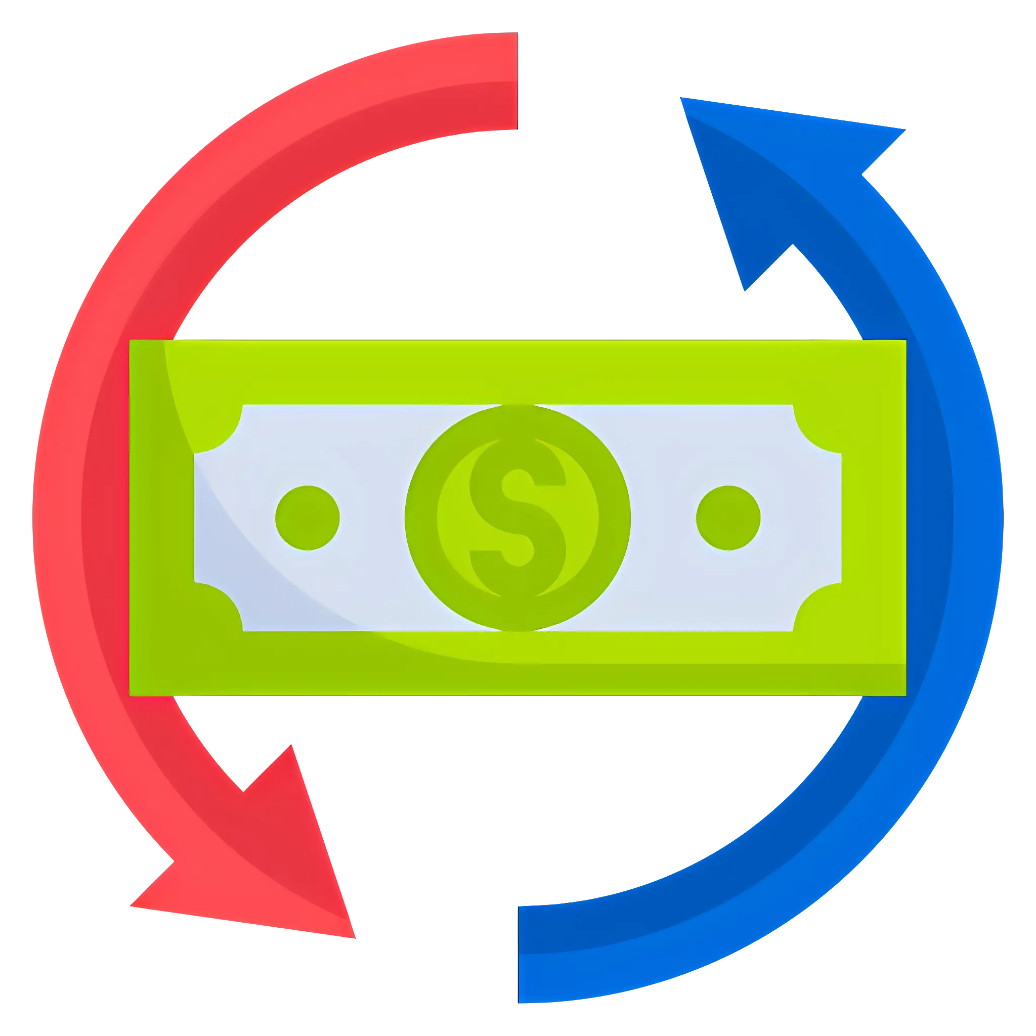 Dollar Bill Exchange Icon in Red and Blue