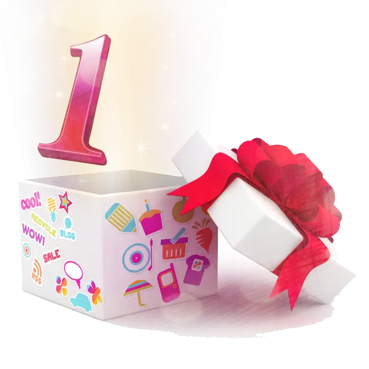 Gift Box with Number One and Ribbon