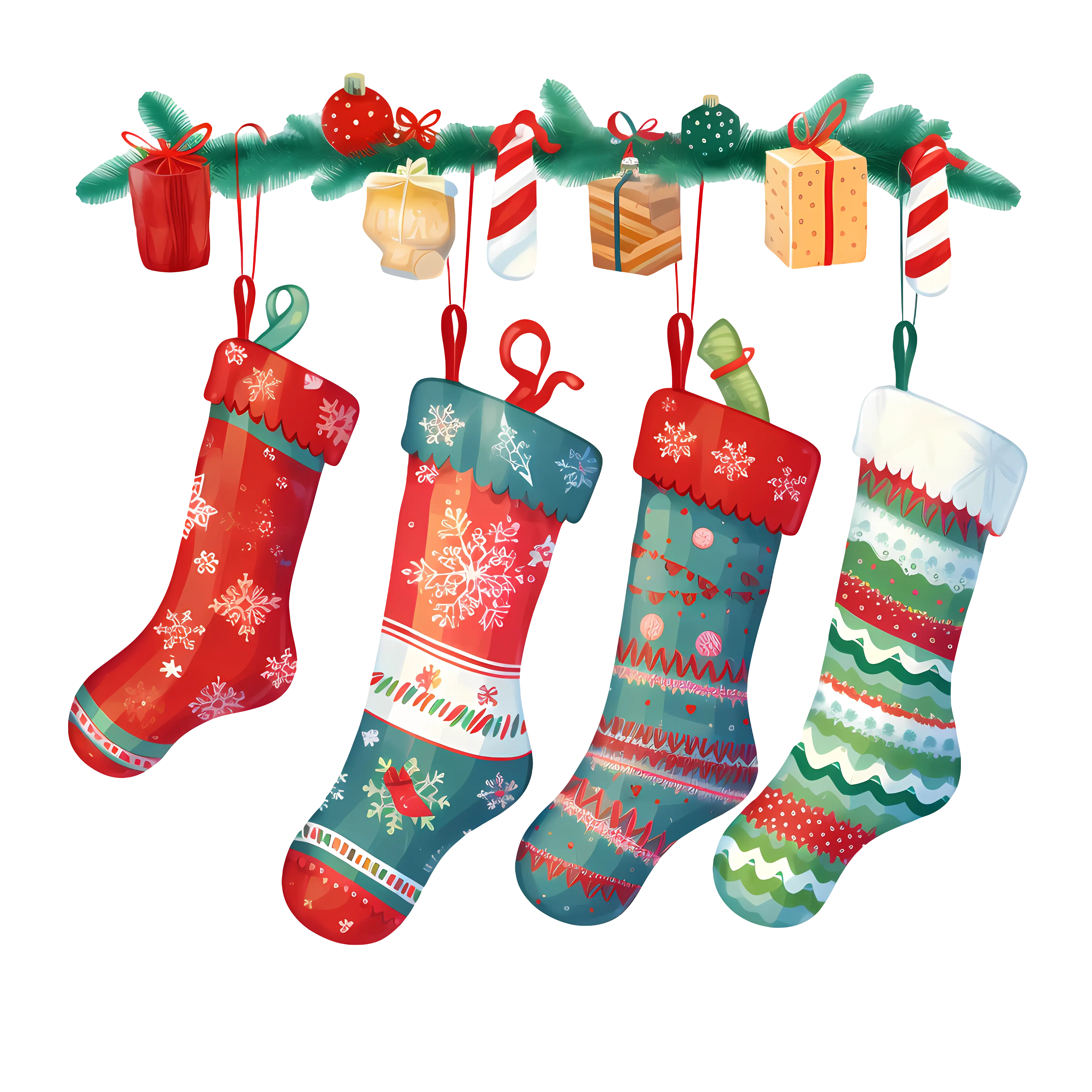 Christmas Stockings with Festive Gifts