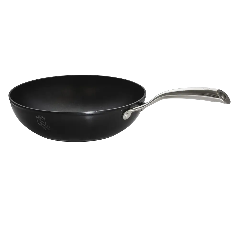 Black Non-Stick Frying Pan with Metal Handle