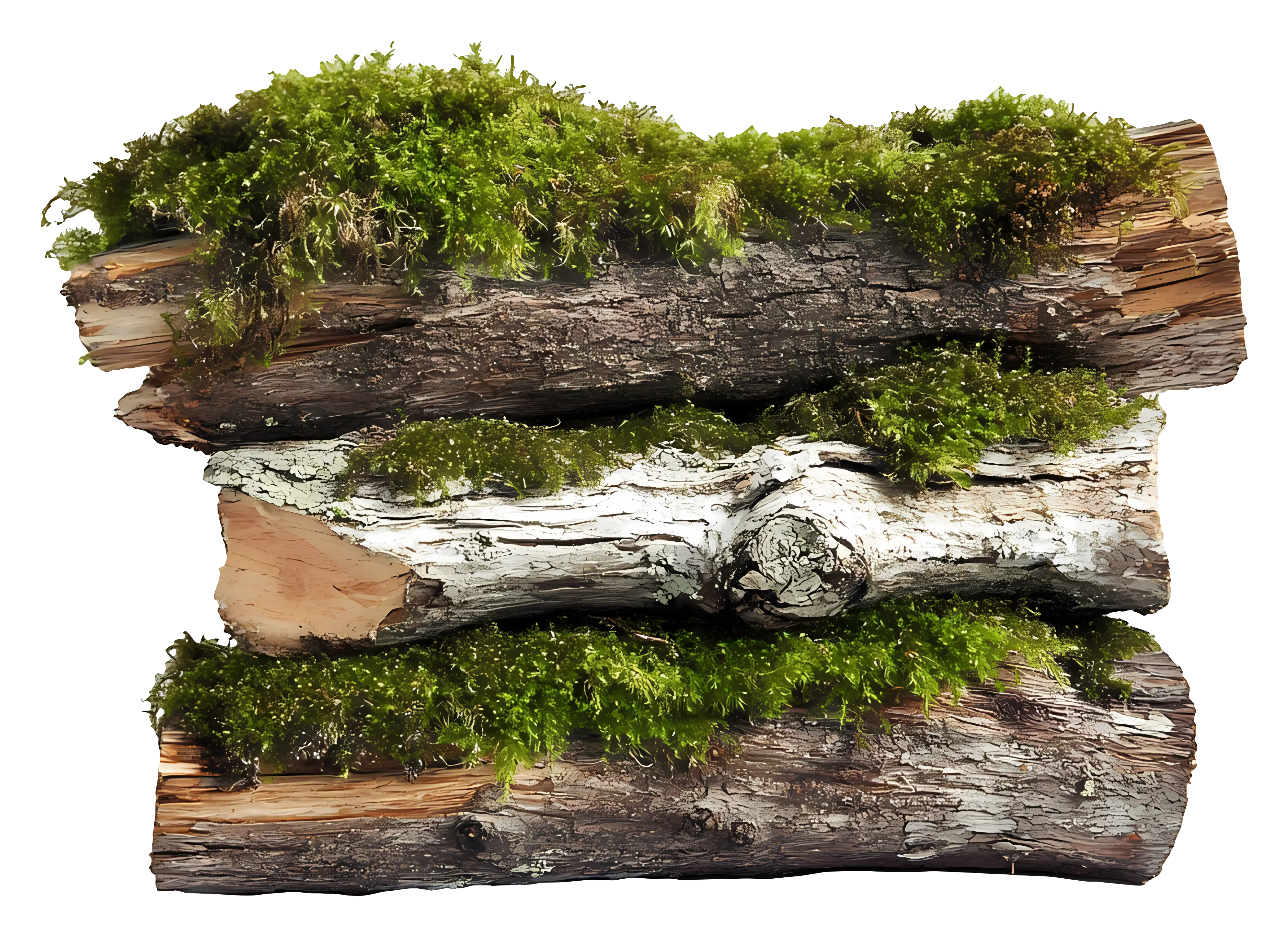 Mossy Logs with Natural Texture