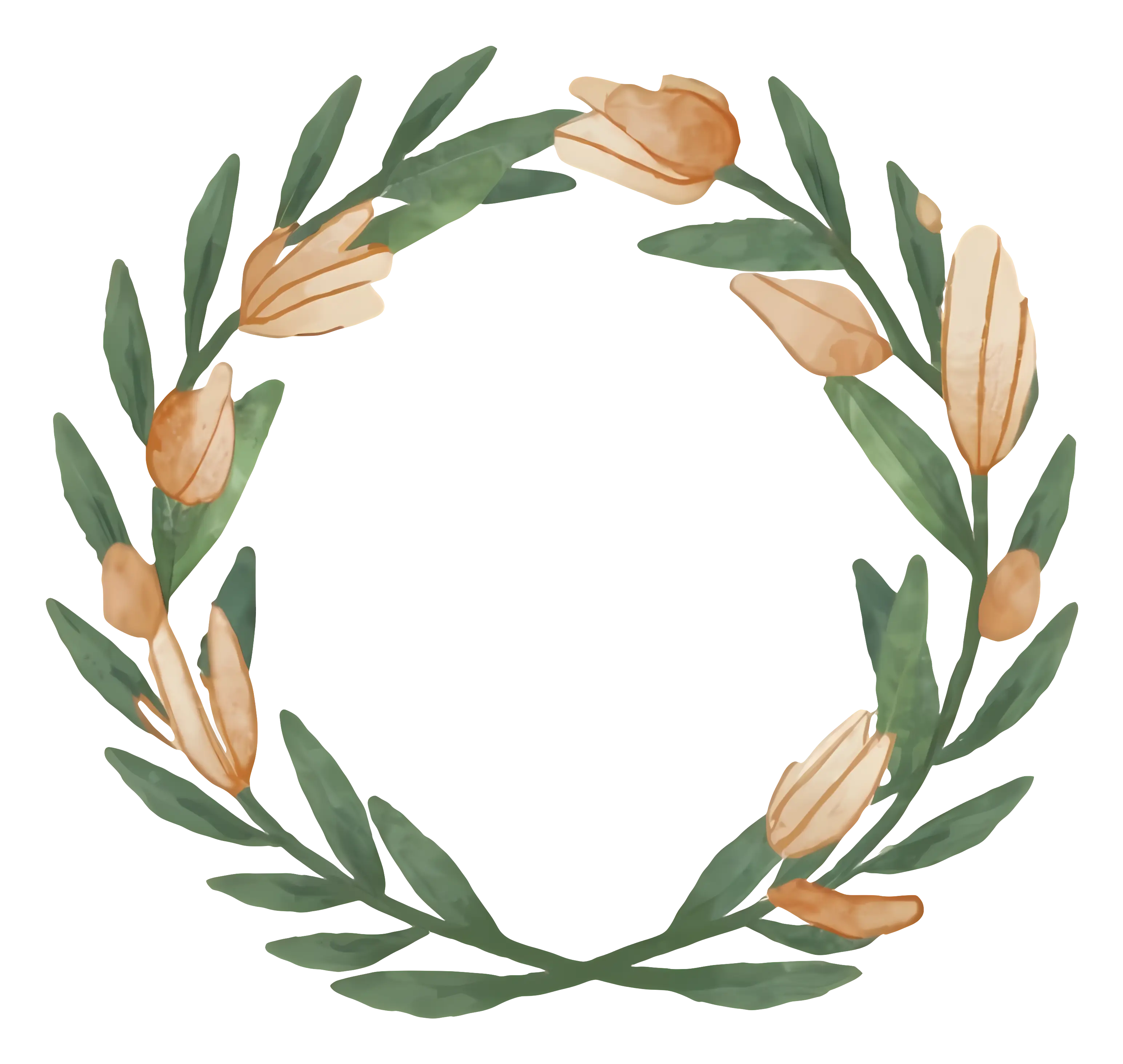 Minimalist Floral Wreath with Soft Leaves