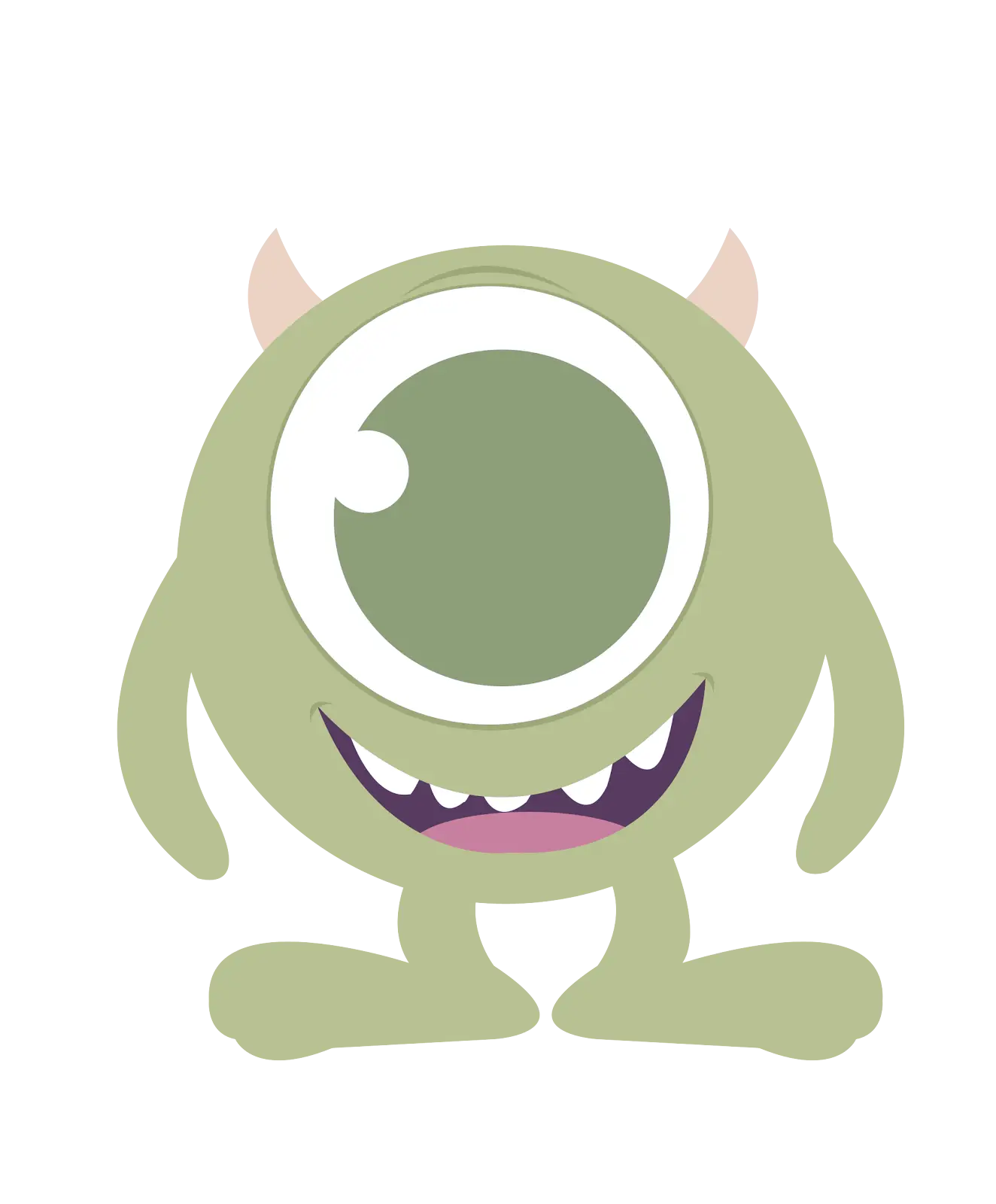 Cartoon Green Cyclops Monster