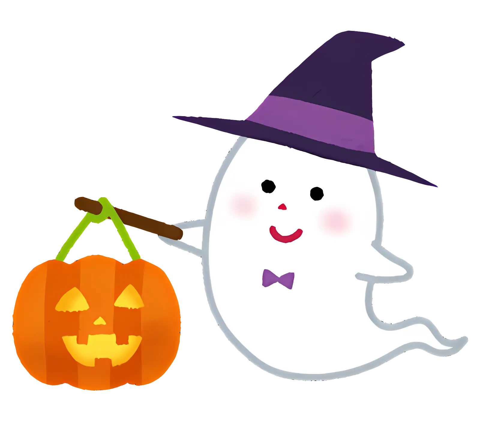 Cute Ghost with Pumpkin for Halloween
