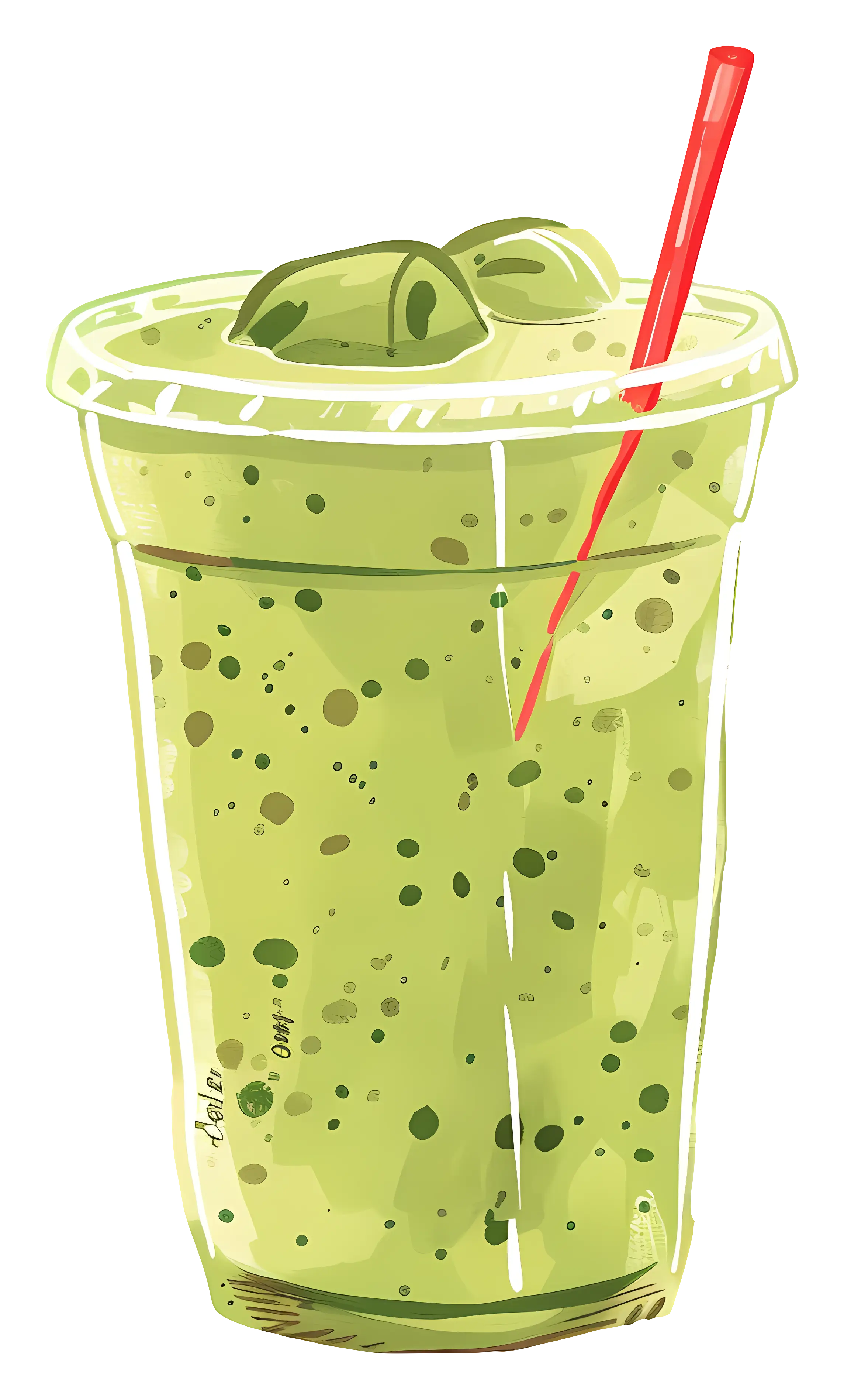 Healthy Green Smoothie with a Red Straw