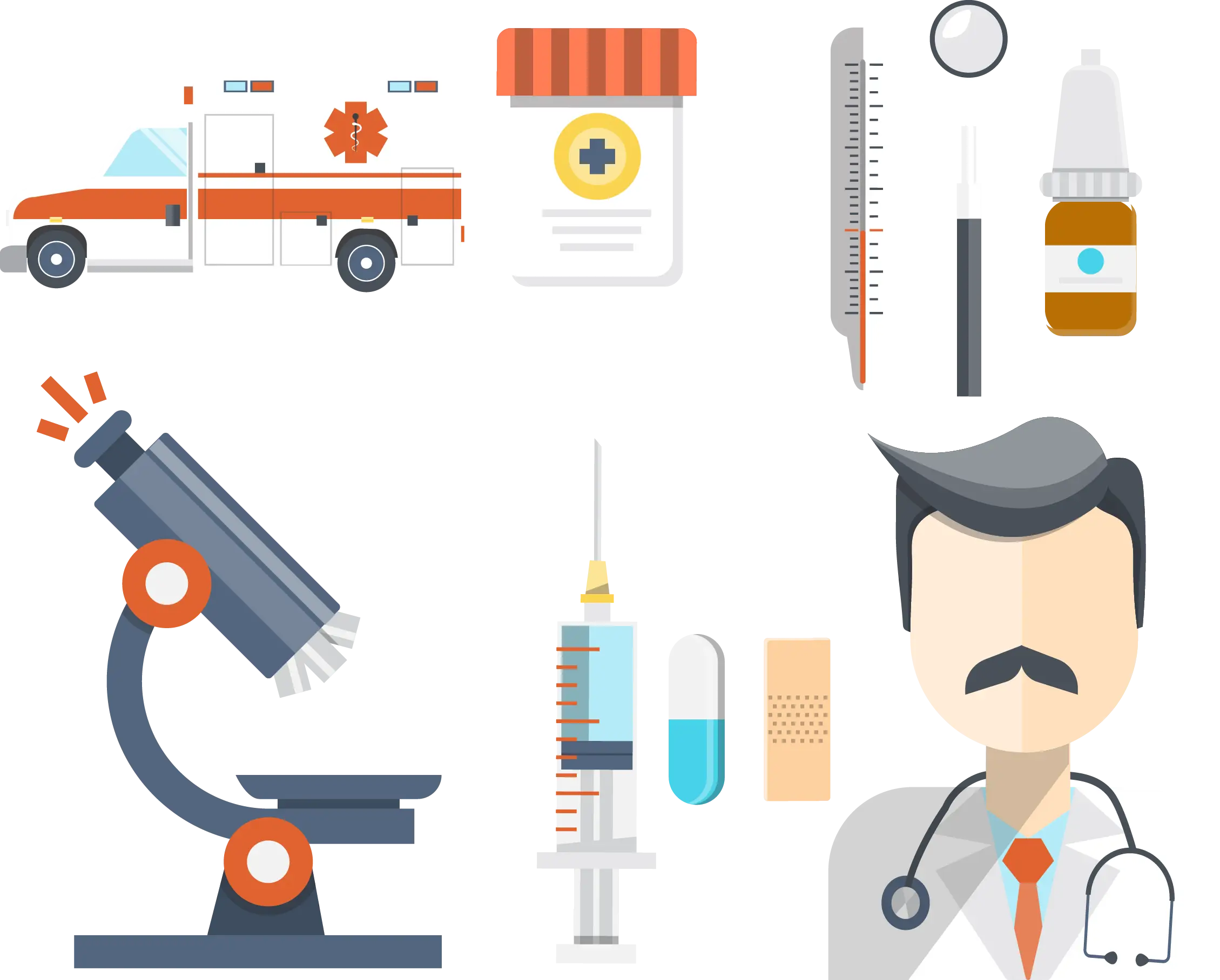 Medical Equipment and Doctor Illustration