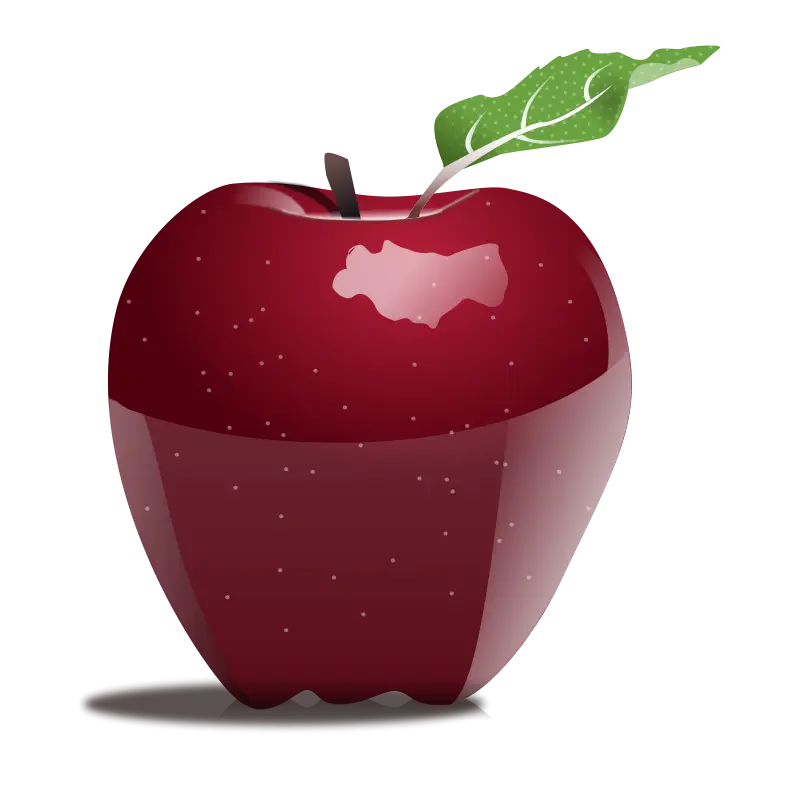 Juicy Red Apple with Leaf