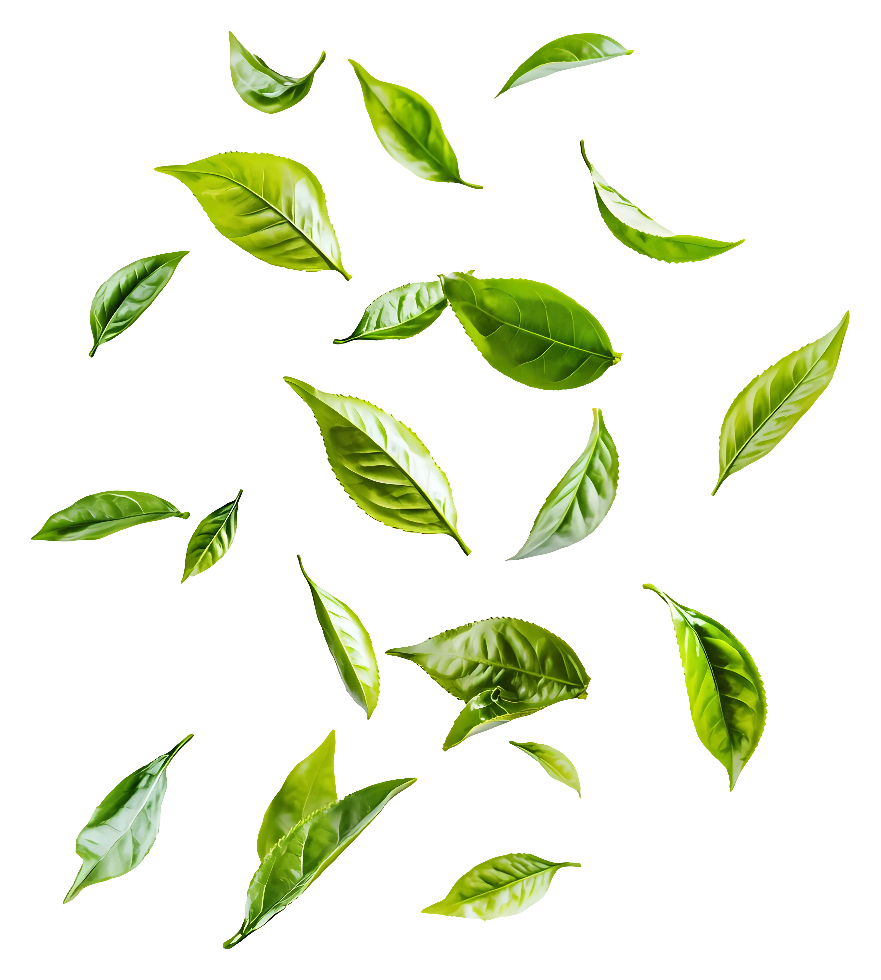 Fresh Green Tea Leaves Falling Illustration