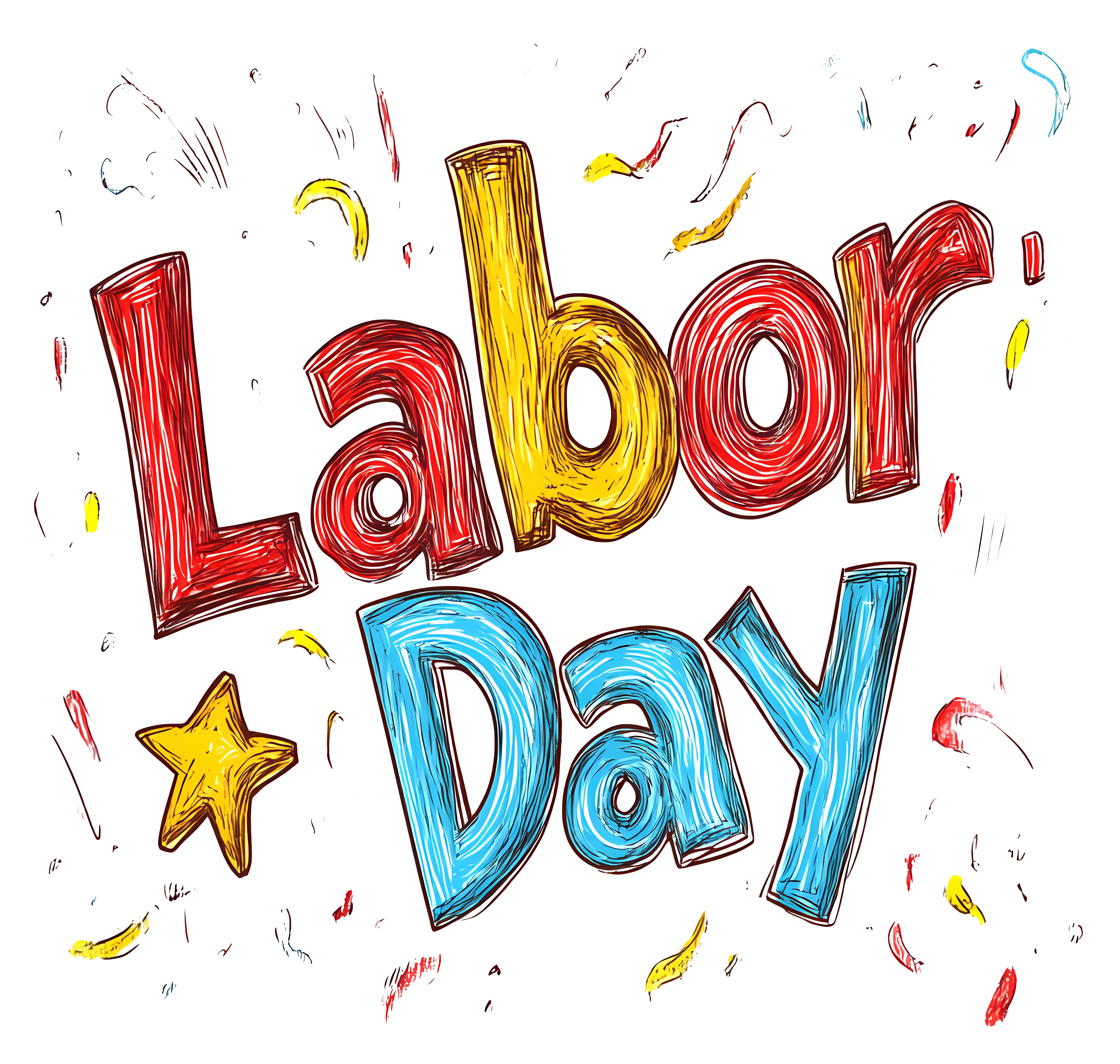 Colorful Labor Day Celebration Lettering