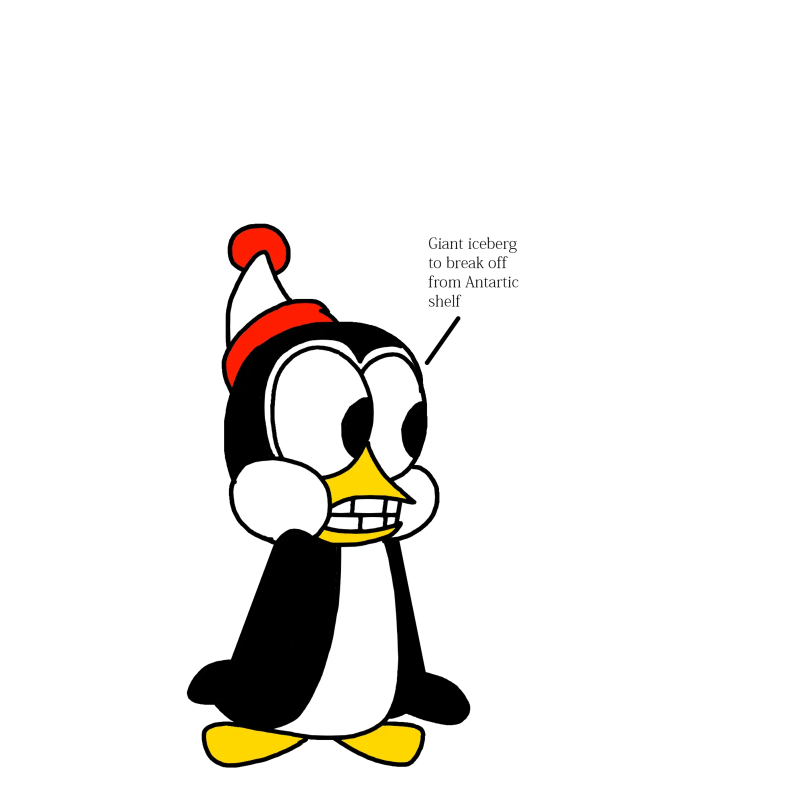 Cartoon Penguin with Red Hat