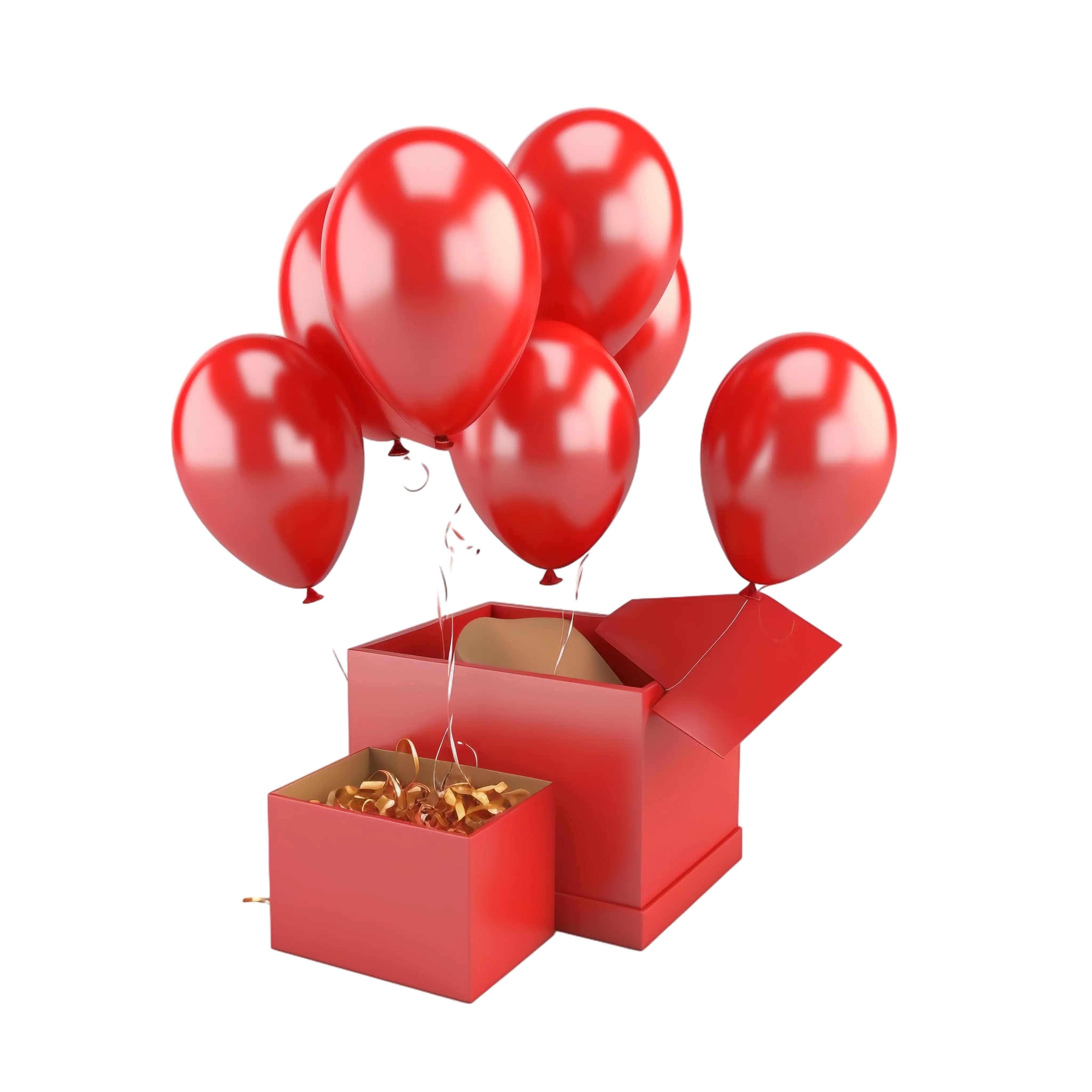Red Gift Box with Balloons