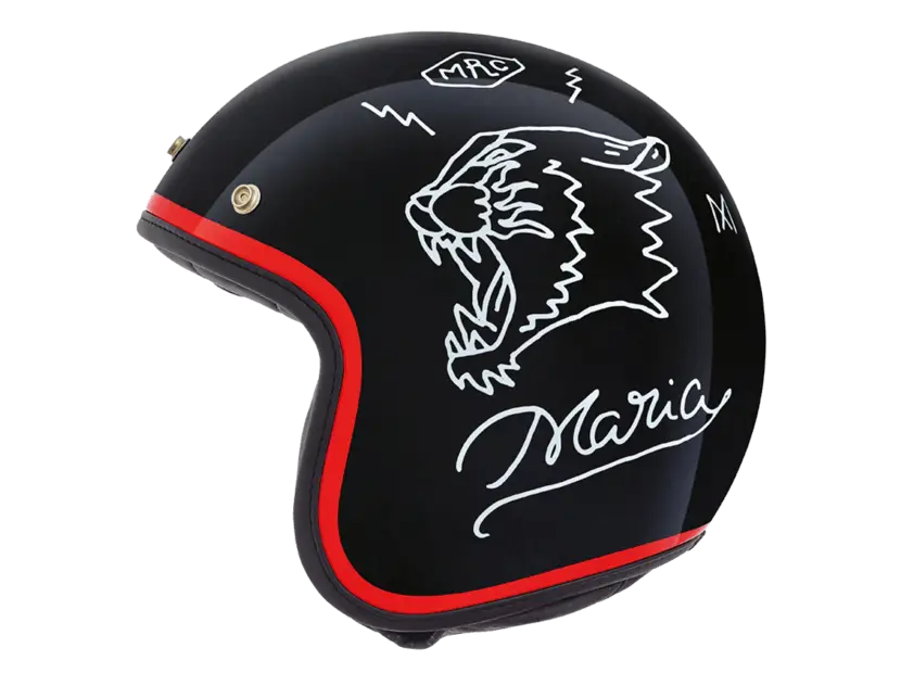 Black Motorcycle Helmet with Design