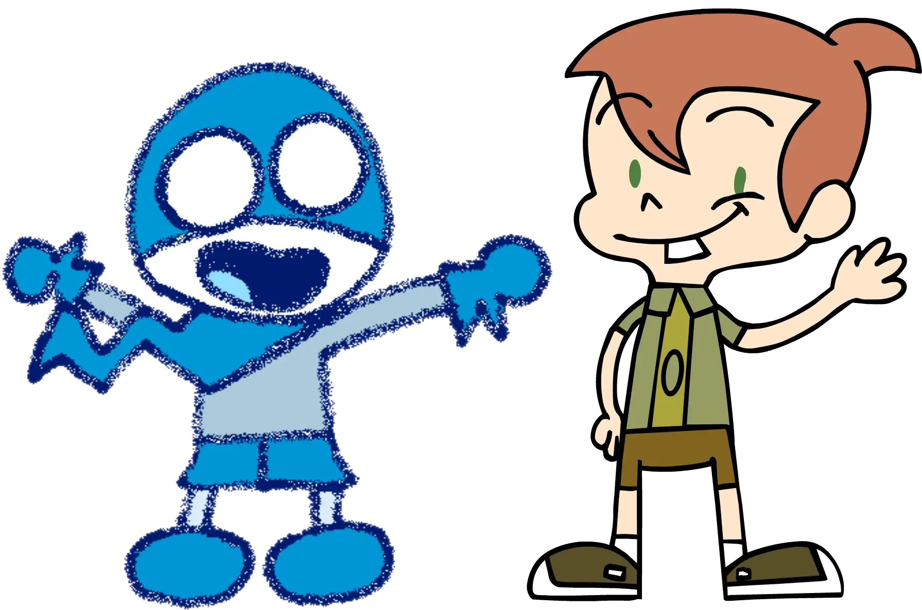 Blue Cartoon Characters with a Friend