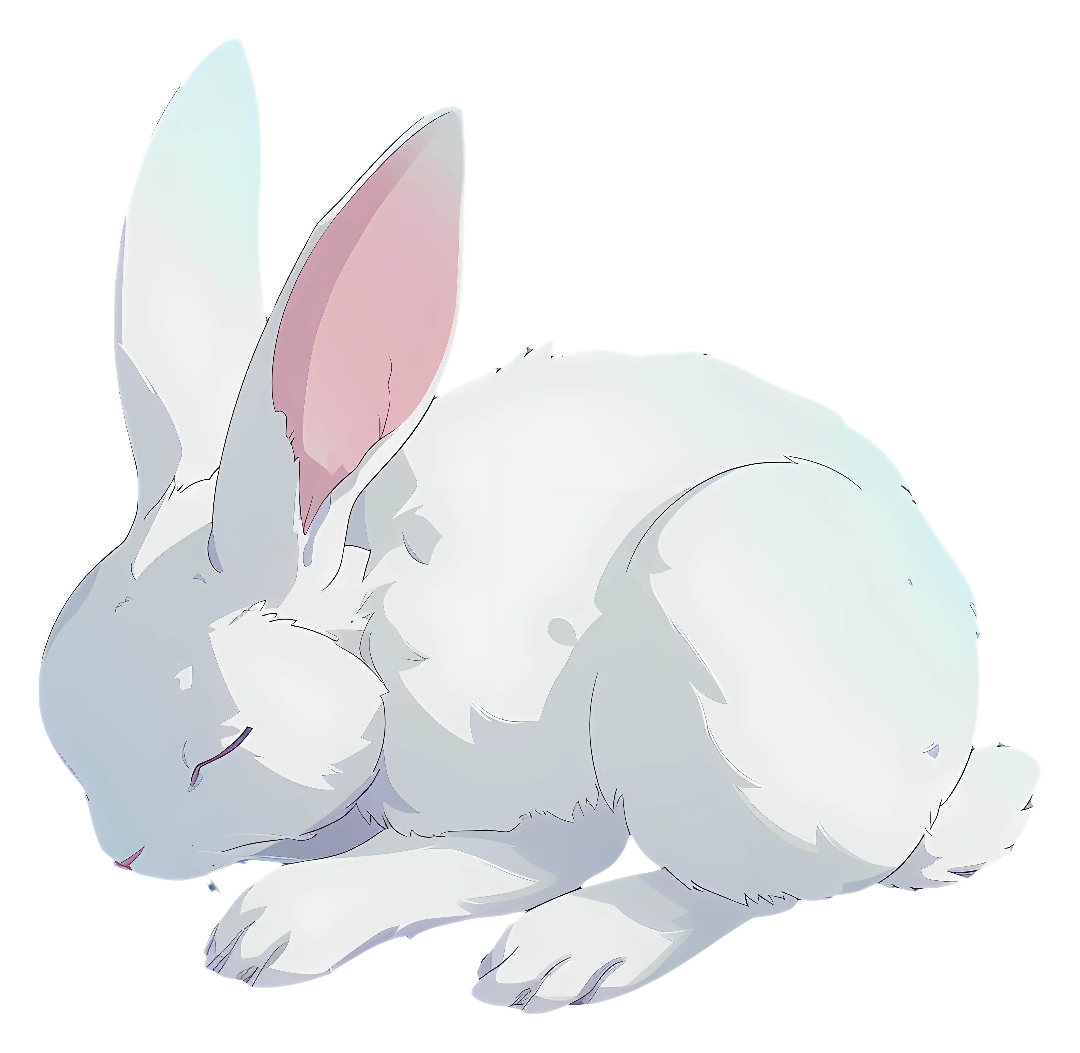 Sleeping White Rabbit Illustration