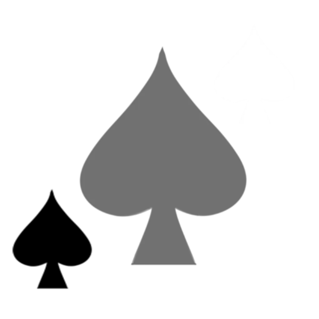 Spade Card Suit Symbols in Black and Gray