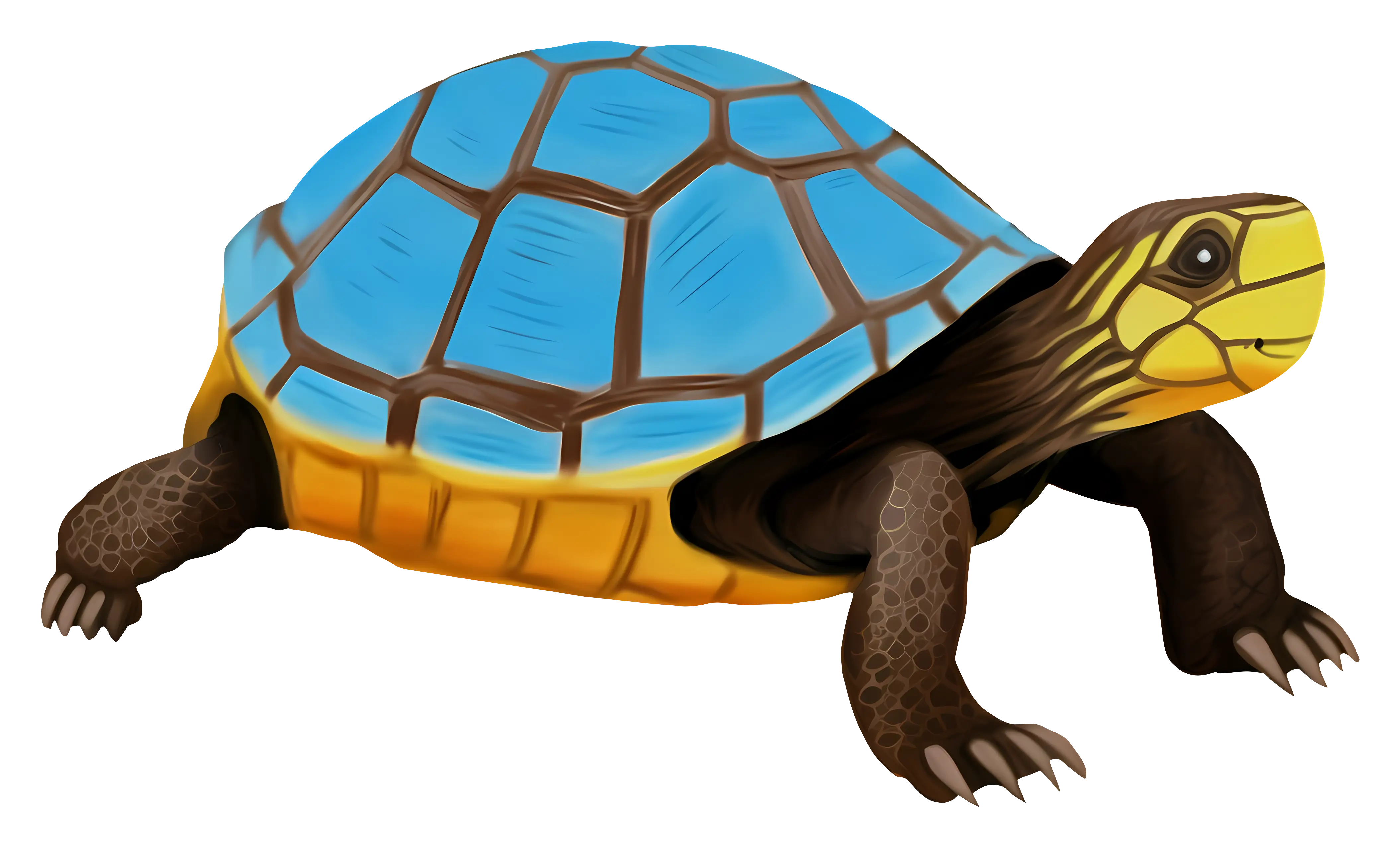Blue and Yellow Tortoise Illustration