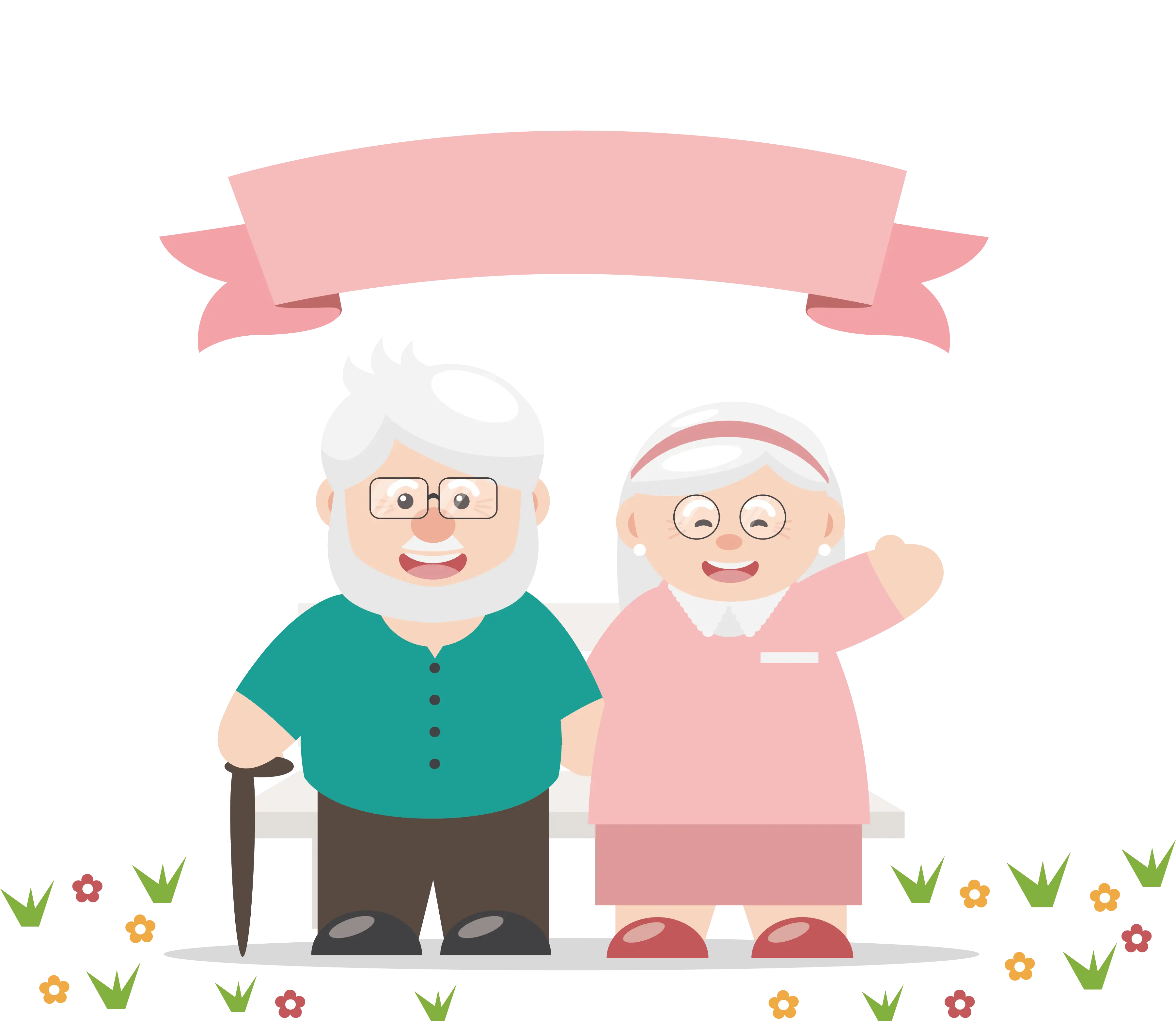 Cartoon Elderly Couple