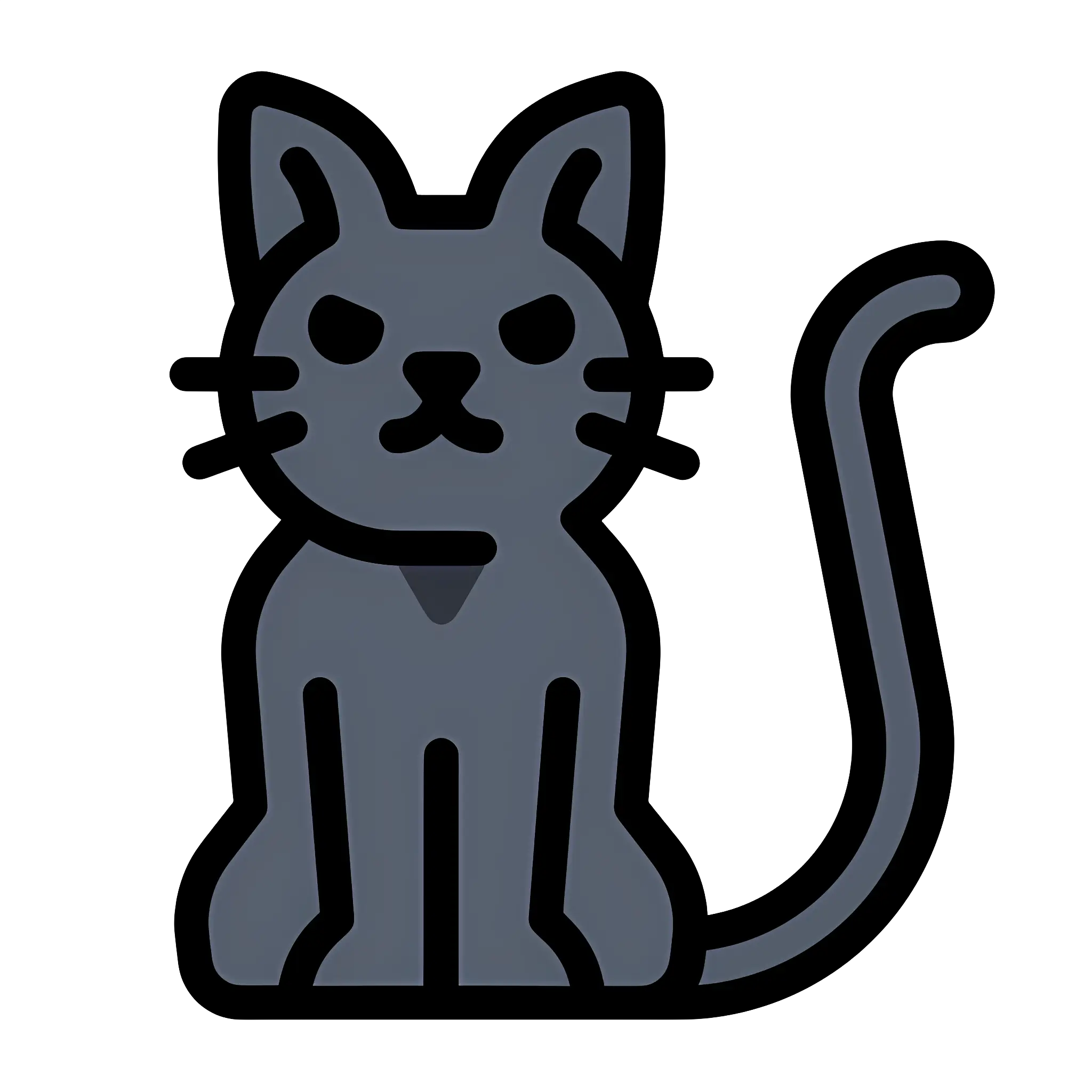 Minimalist Gray Cat Cartoon Illustration