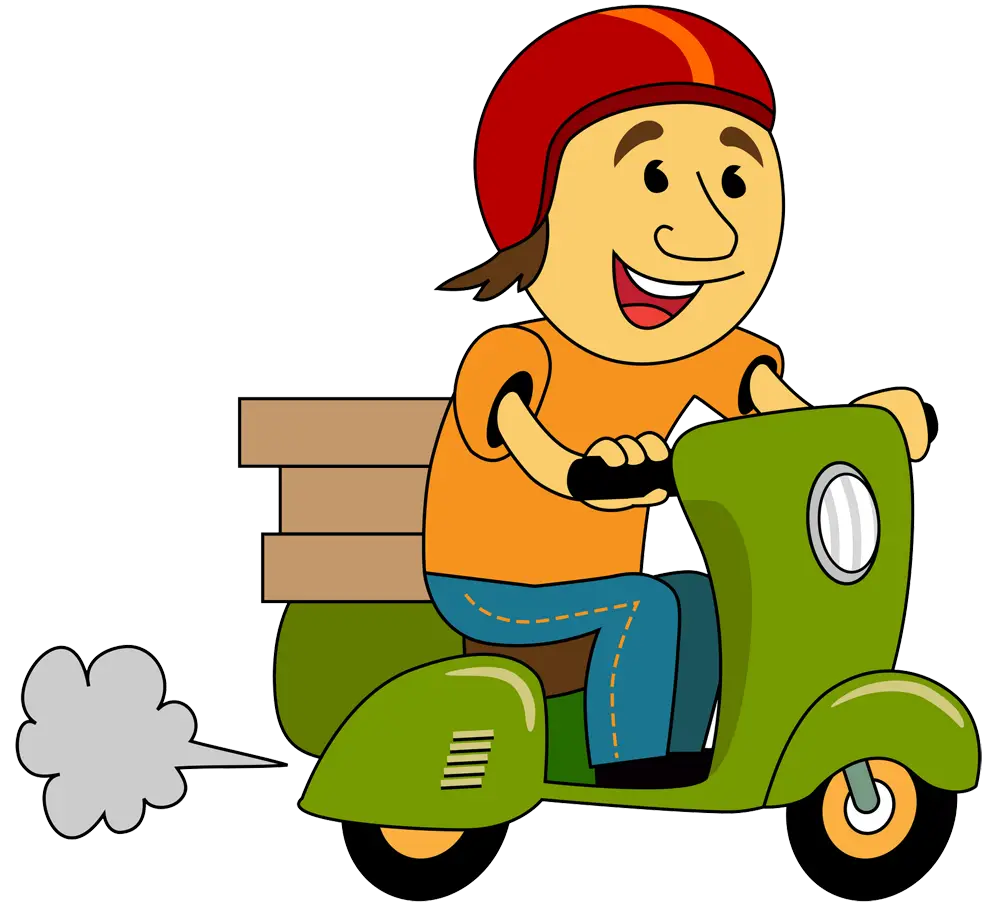 Cartoon Delivery Scooter with Rider
