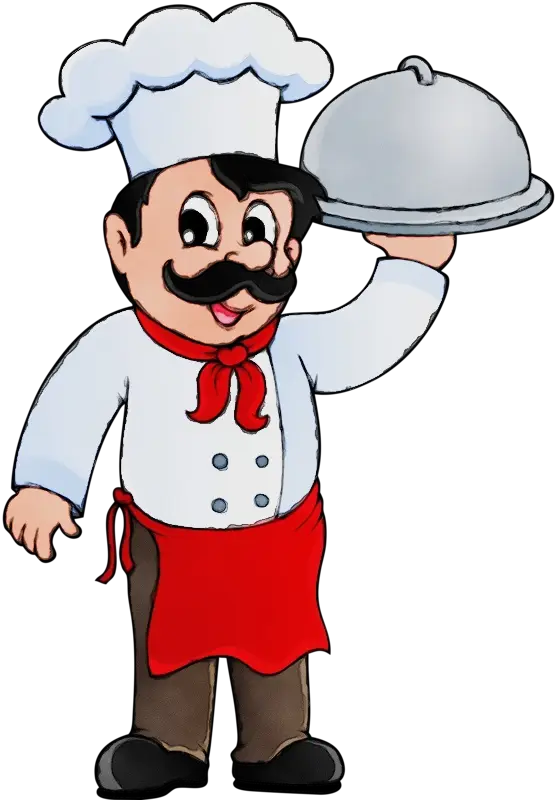 Cartoon Chef Holding a Tray