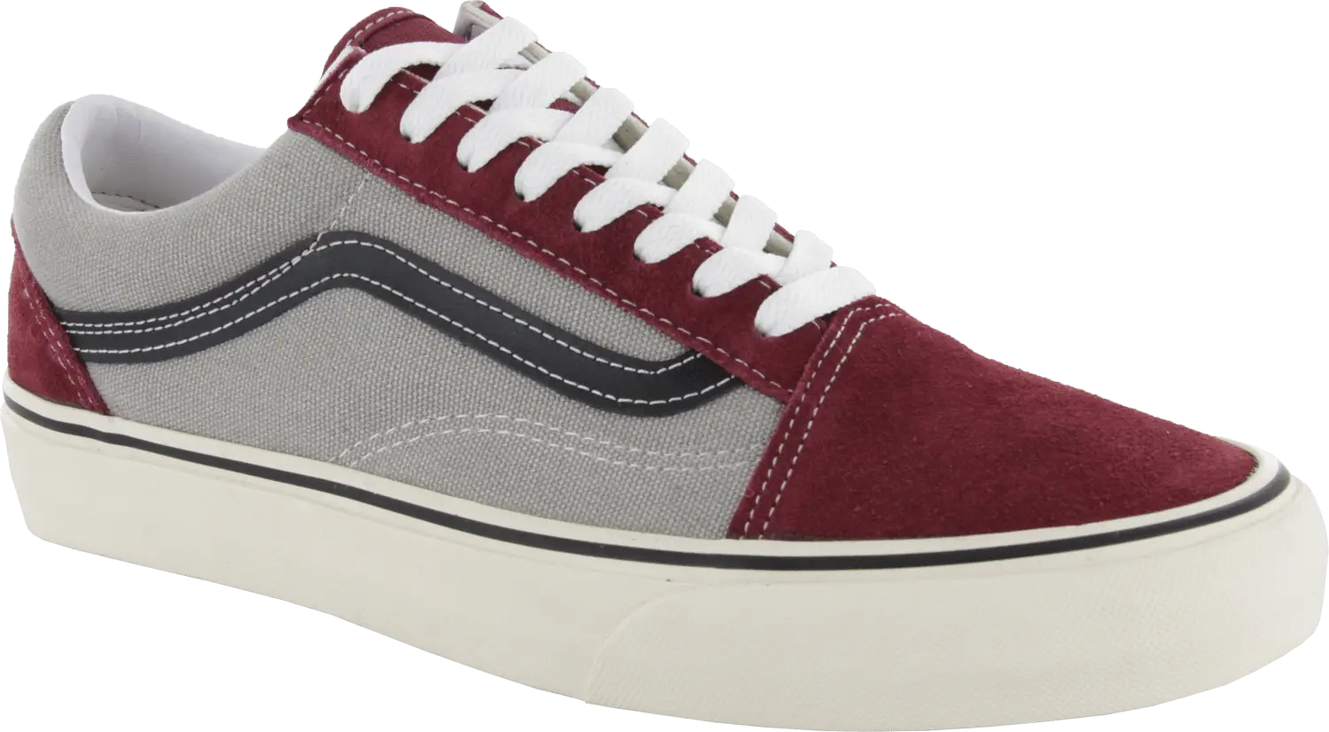 Red and Gray Sneaker with White Sole