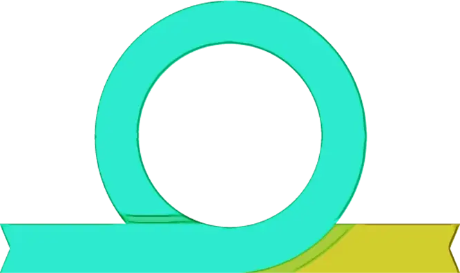 Turquoise and Yellow Circular Ribbon Decoration