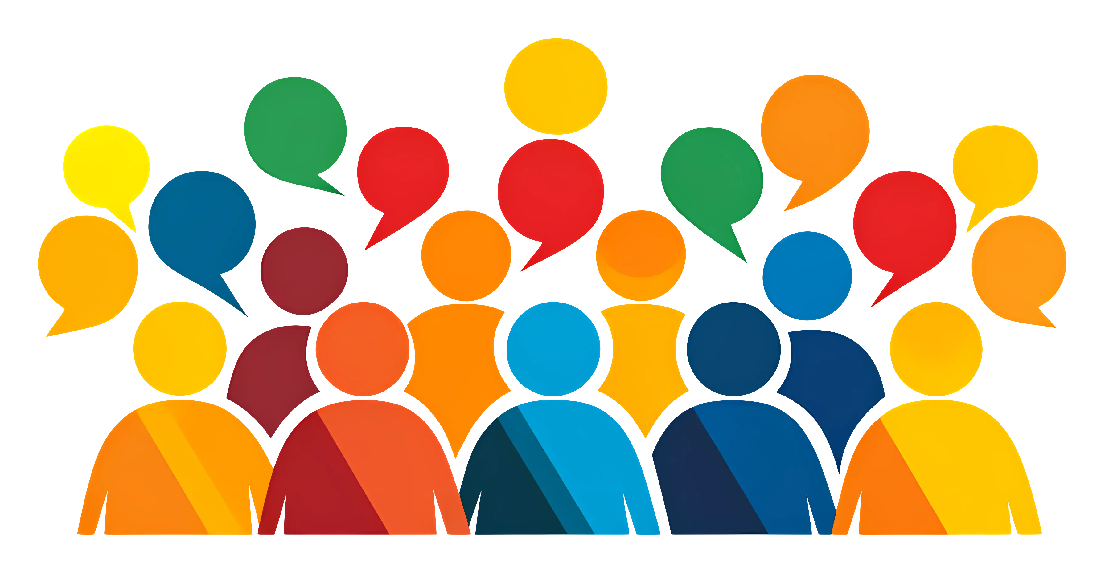 Discussion Group with Colorful Speech Bubbles Design
