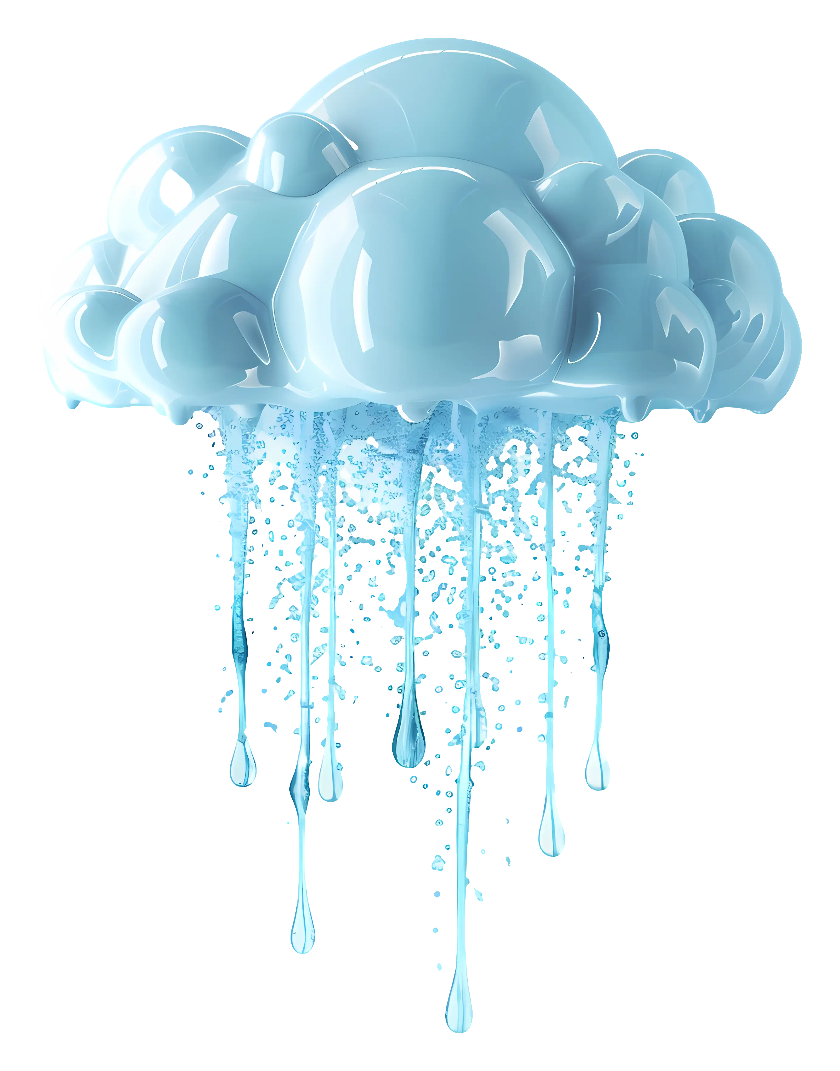 Blue Cloud with Rain Droplets Illustration