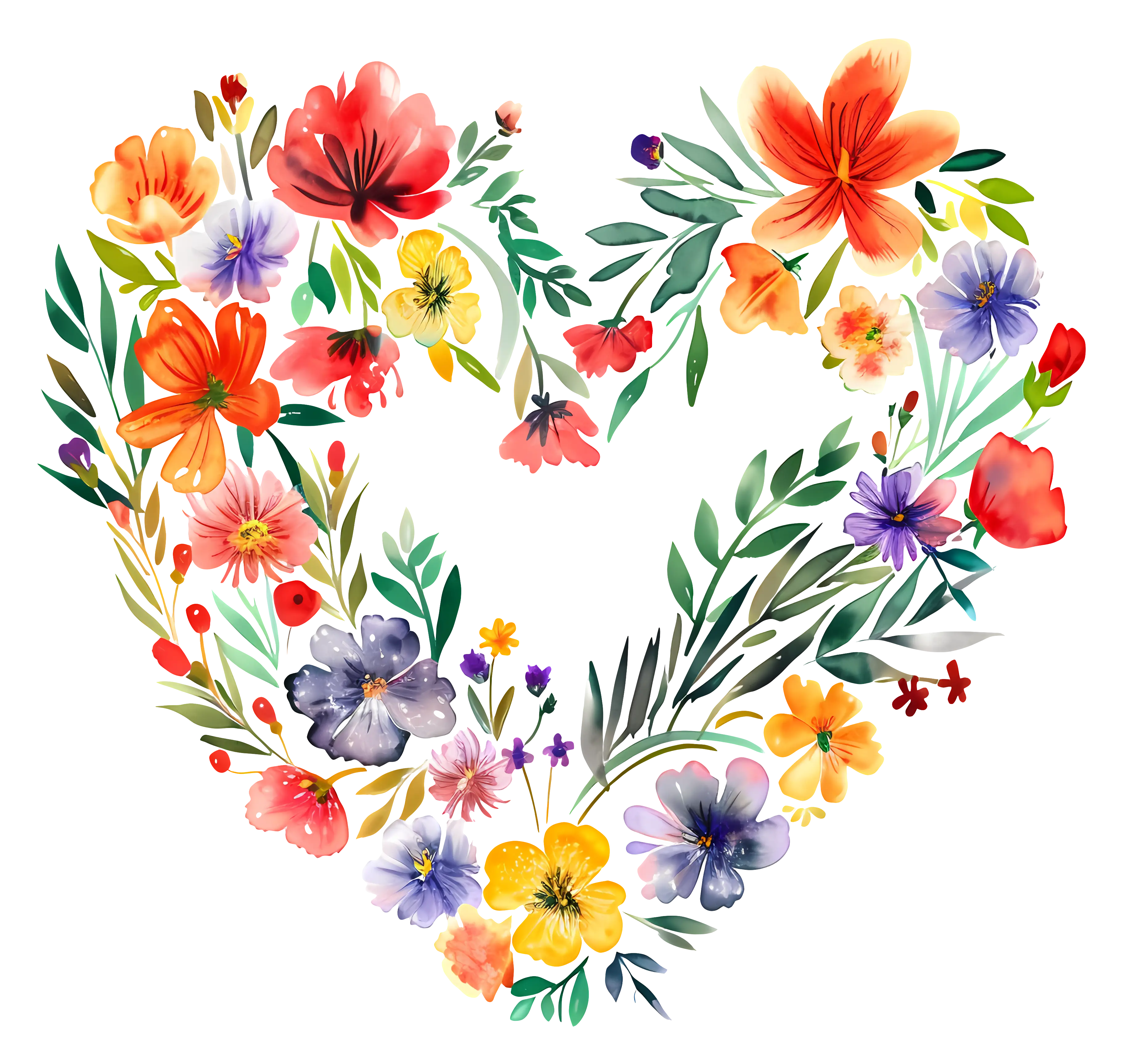 Heart-Shaped Colorful Flower Arrangement