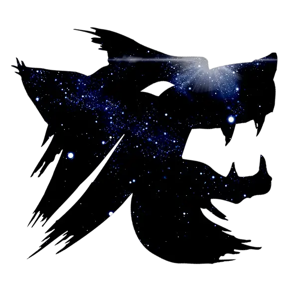 Galaxy Wolf Logo with Starry Background