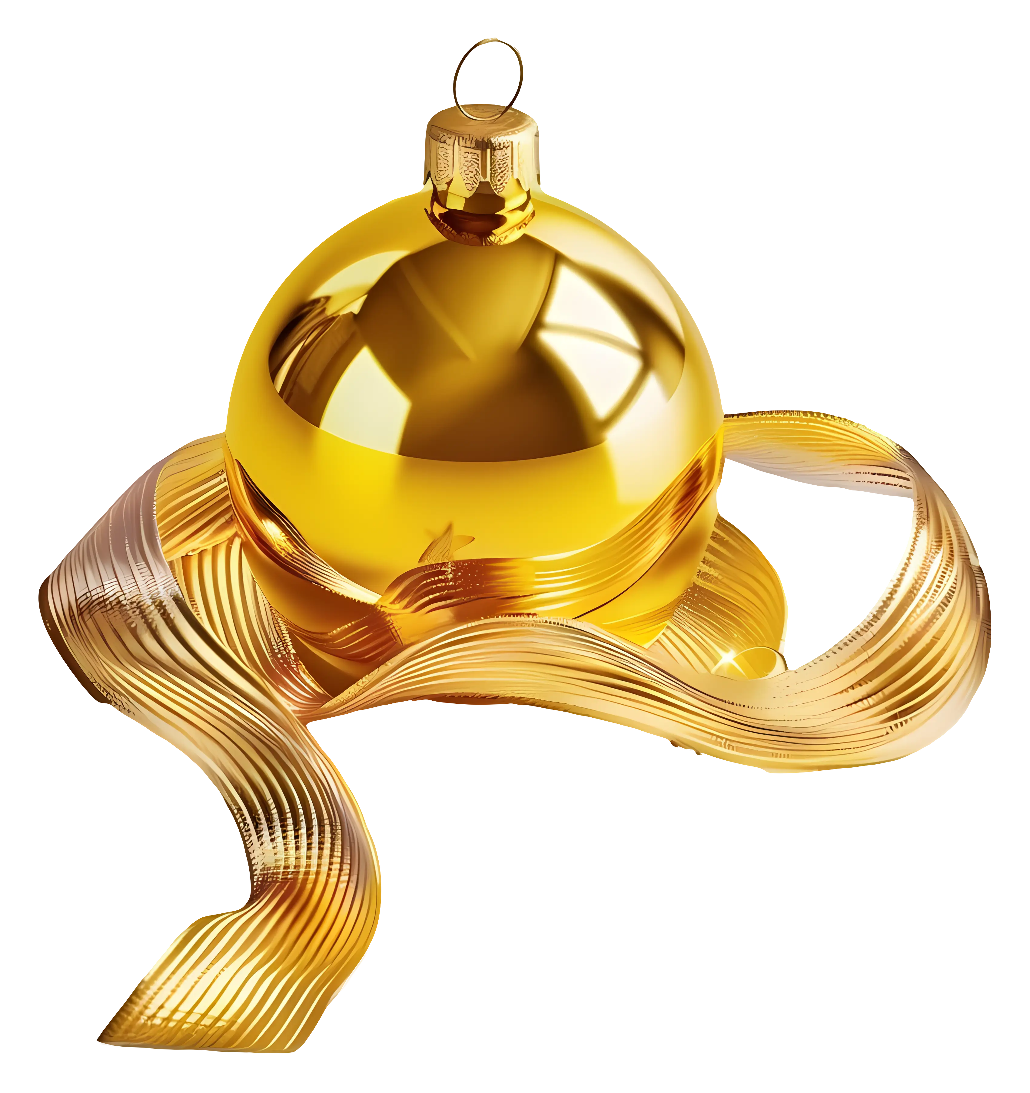 Golden Ornament with Ribbon