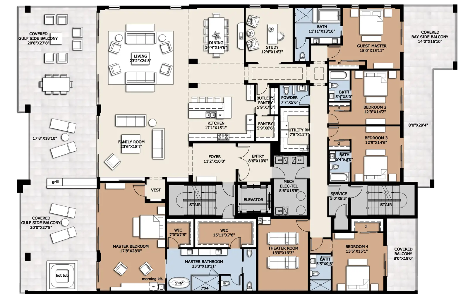 Detailed Building Floor Plan Layout