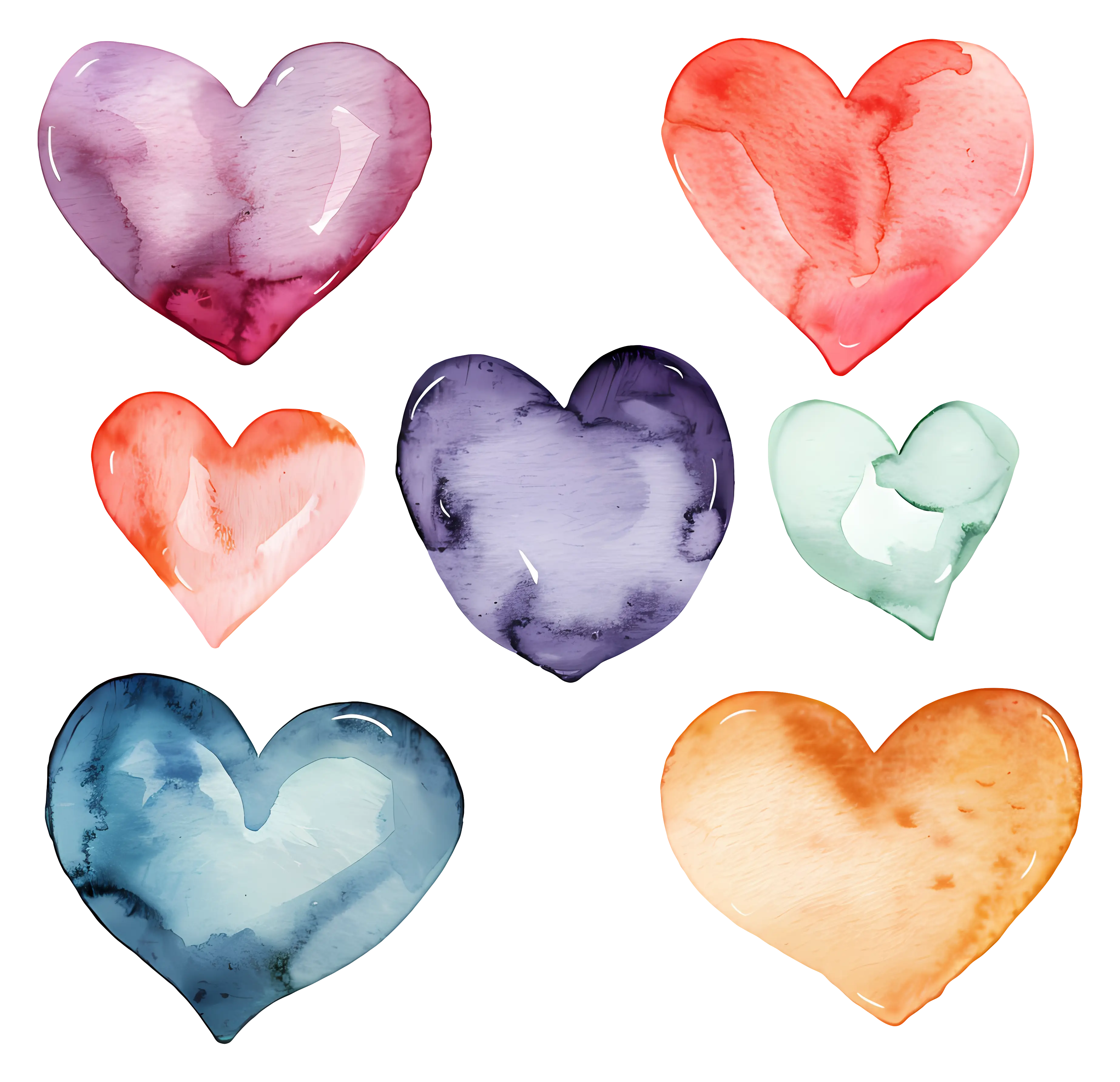 Beautiful Watercolor Heart Shapes for Valentine&#039;s Day