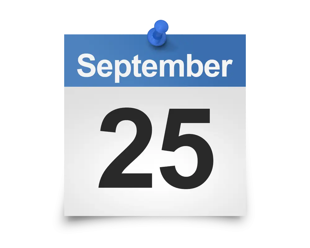Calendar Page Showing September 25