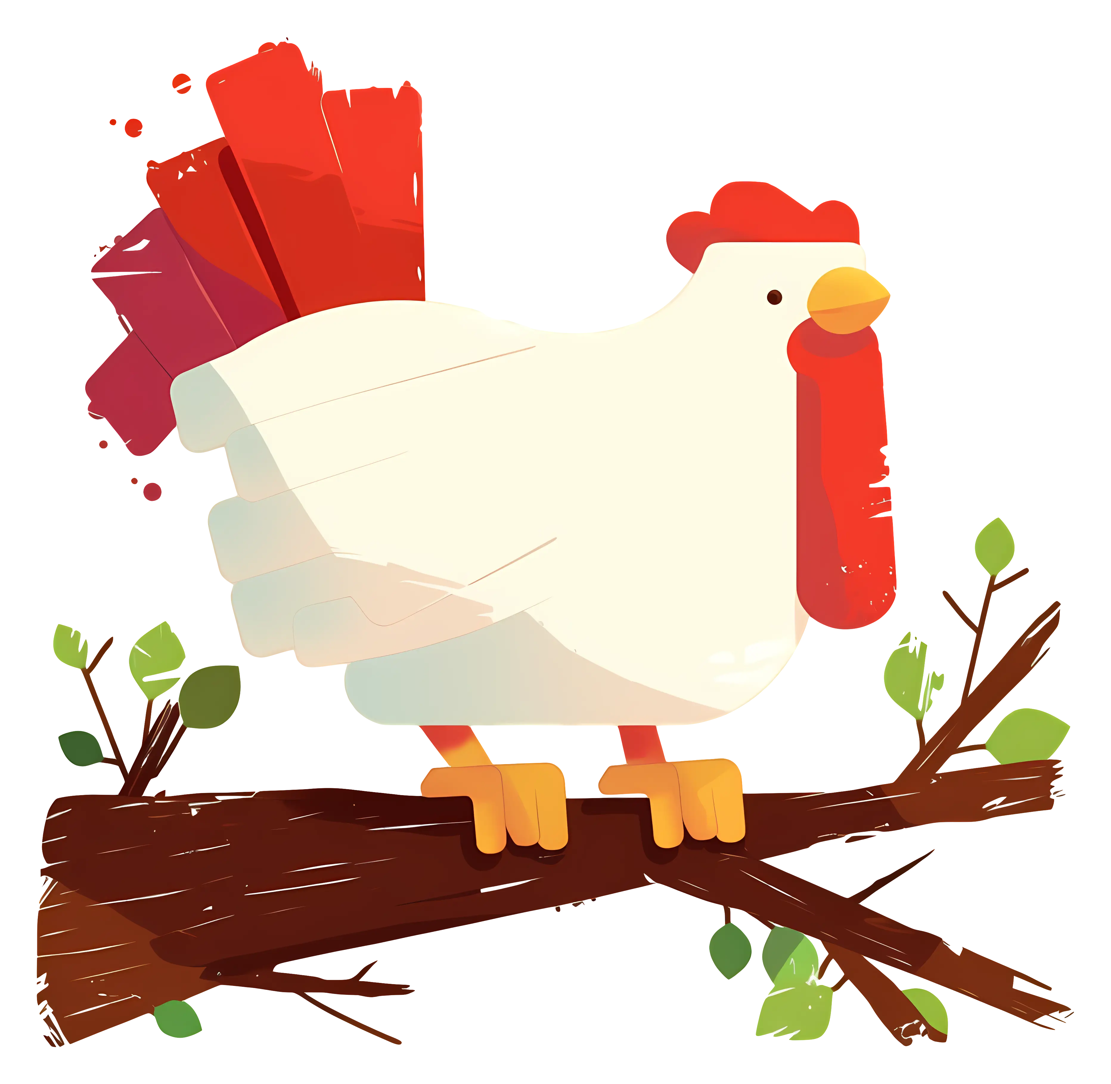 Chicken Perched on a Branch
