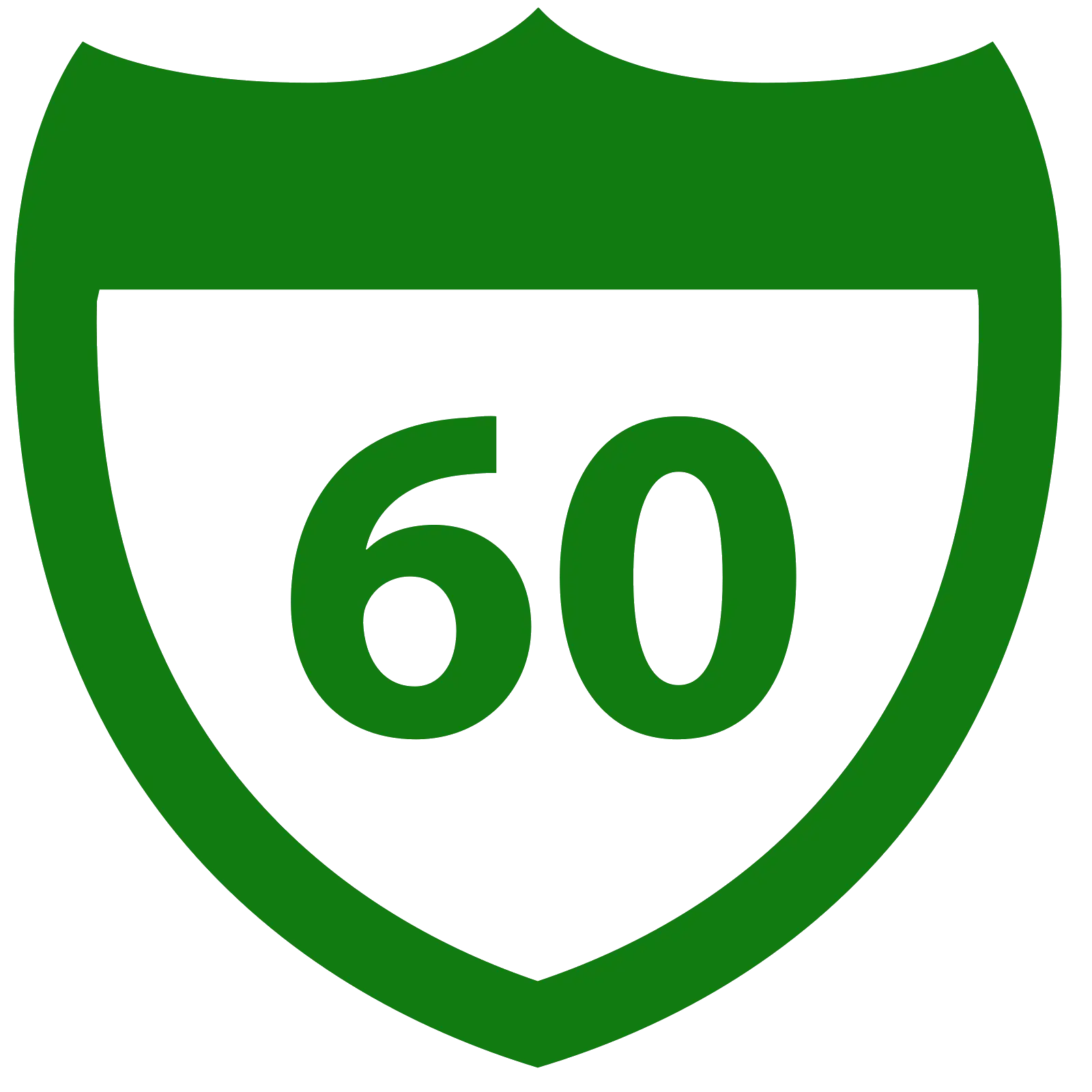 Green Route Shield with Number 60