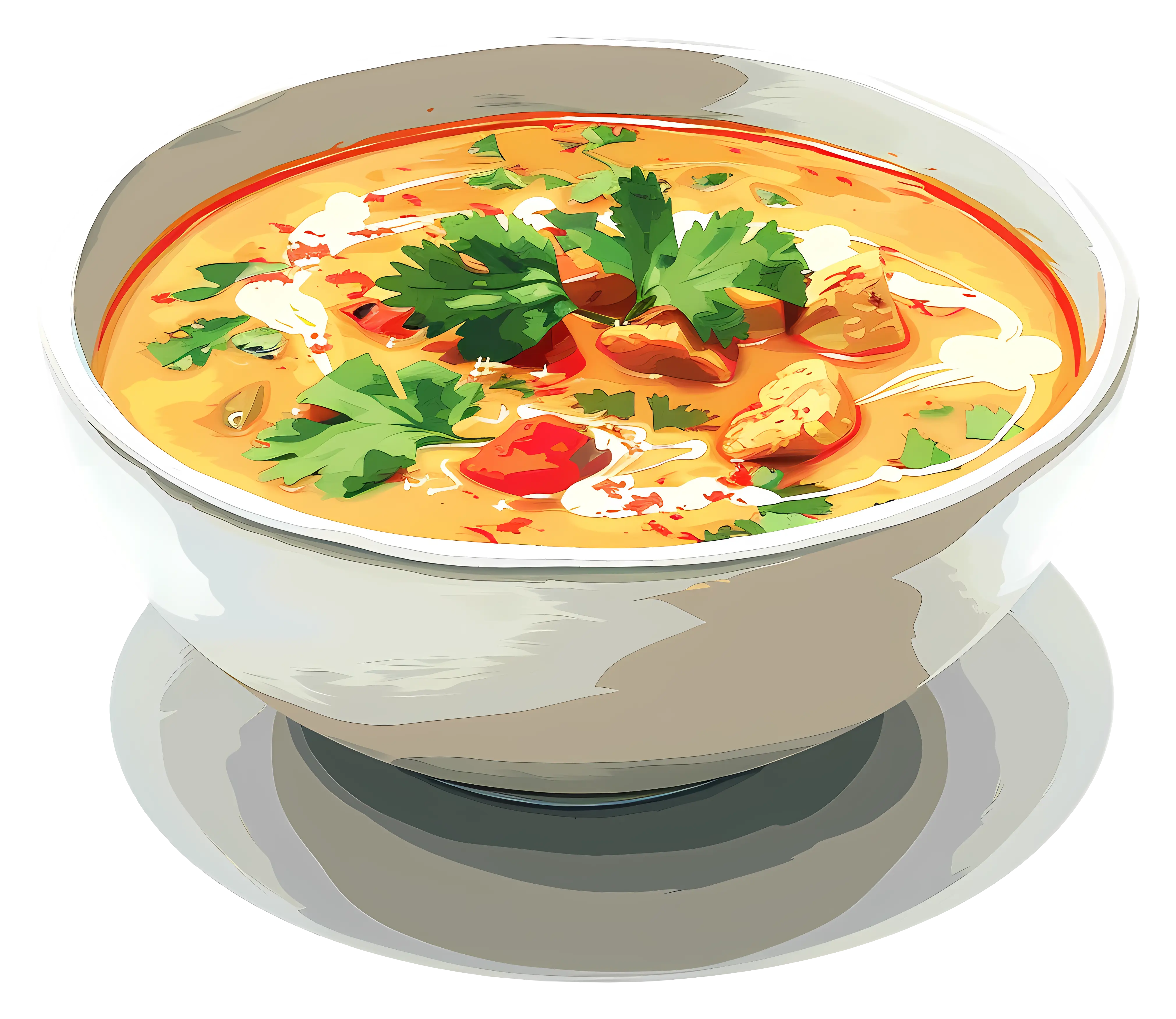 Bowl of soup with garnish