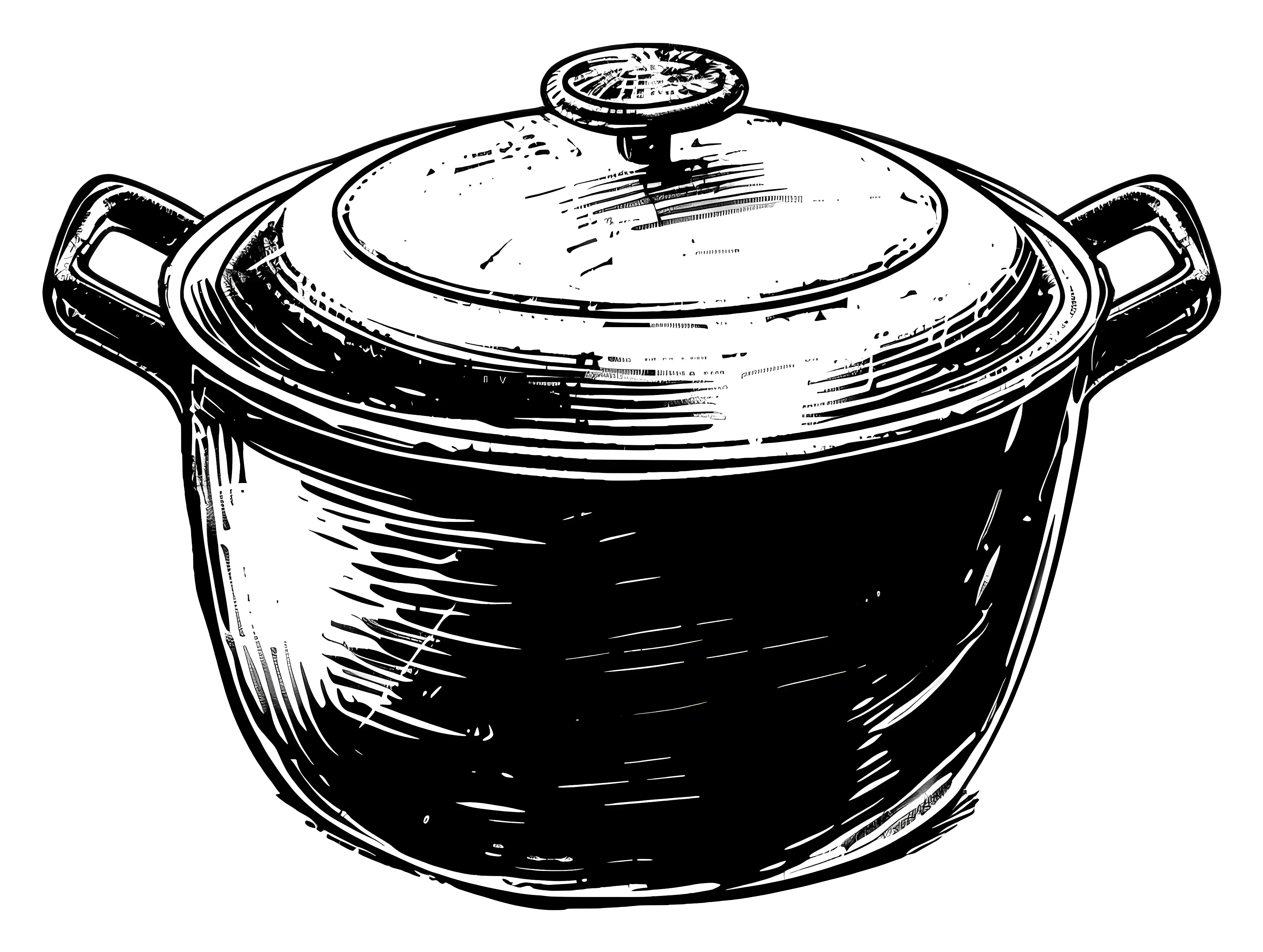 Black Ink Cooking Pot Sketch