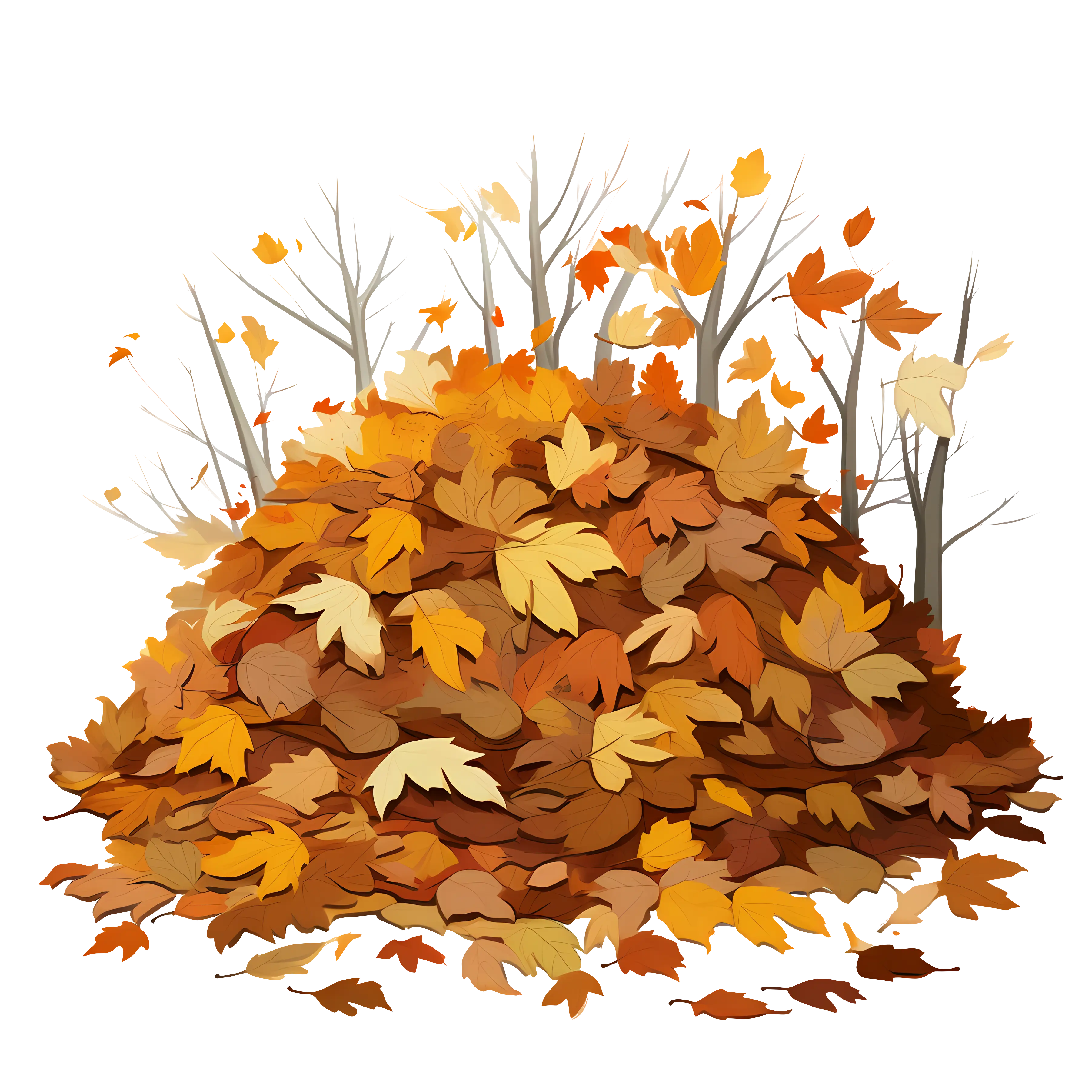 Pile of Bright Autumn Leaves in Fall Scenery