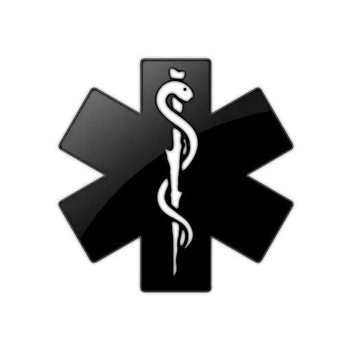 Black Medical Symbol Featuring a Caduceus