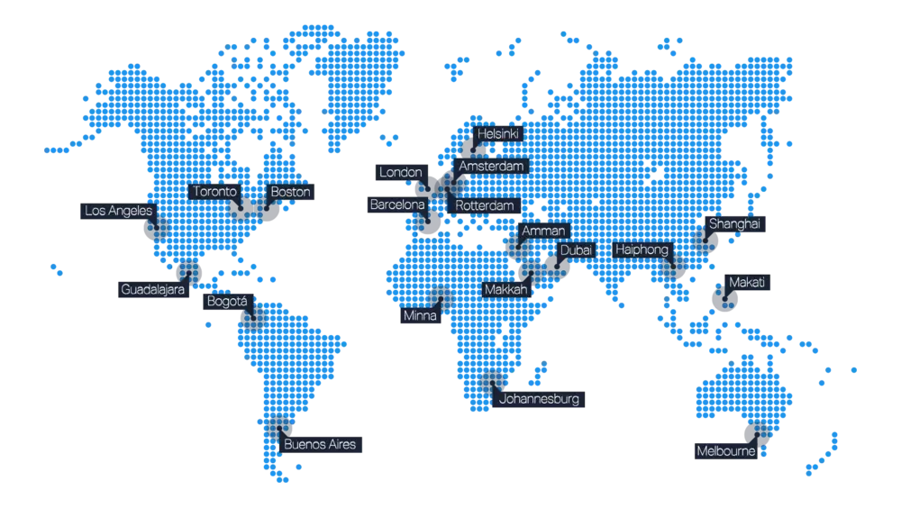 Global Map with Location Markers